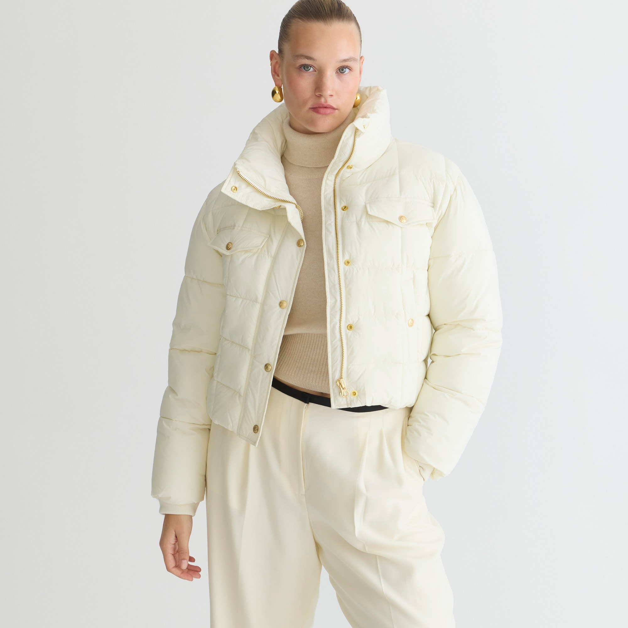 j.crew: cropped puffer jacket with primaloft&reg; for women