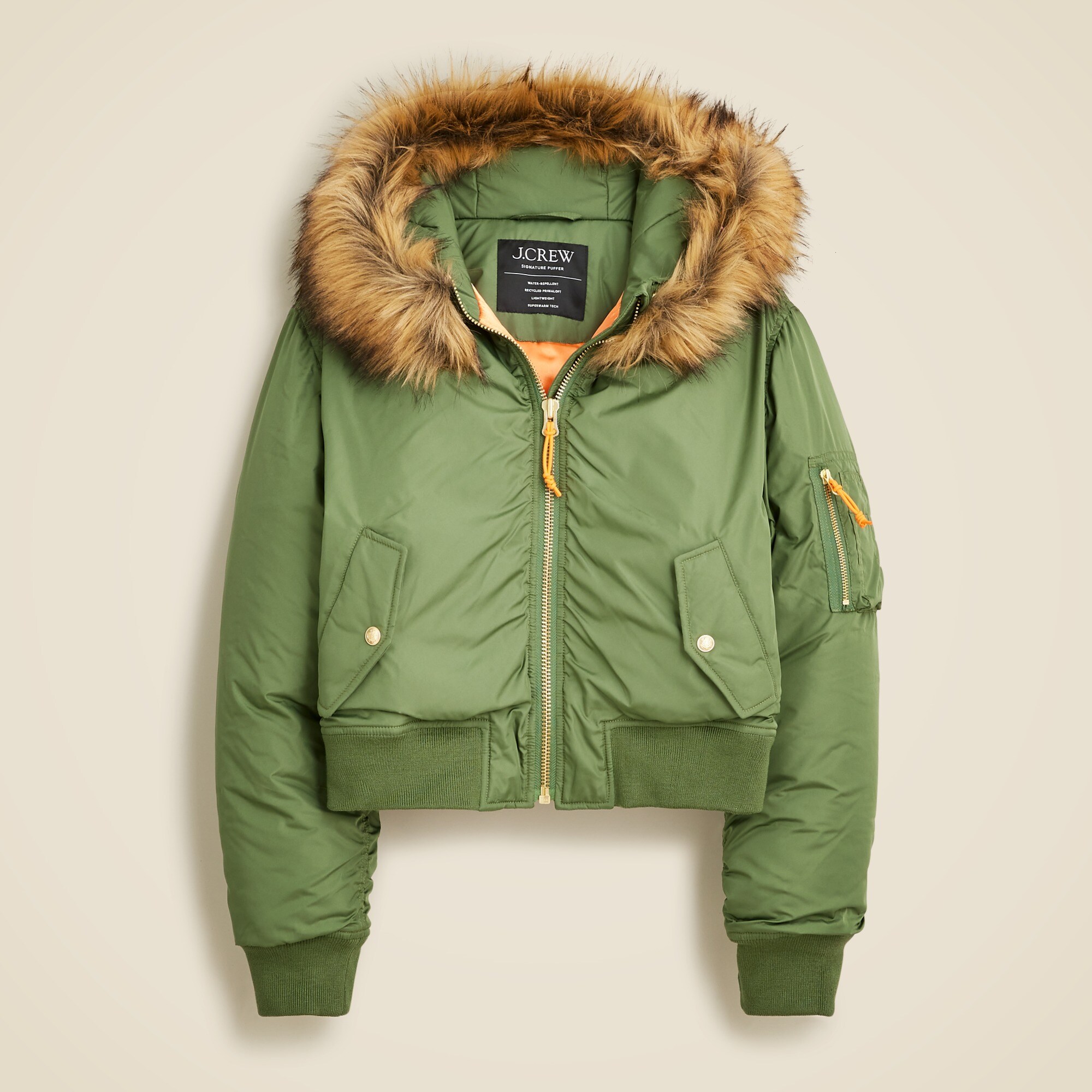 Ruched puffer jacket with PrimaLoft®