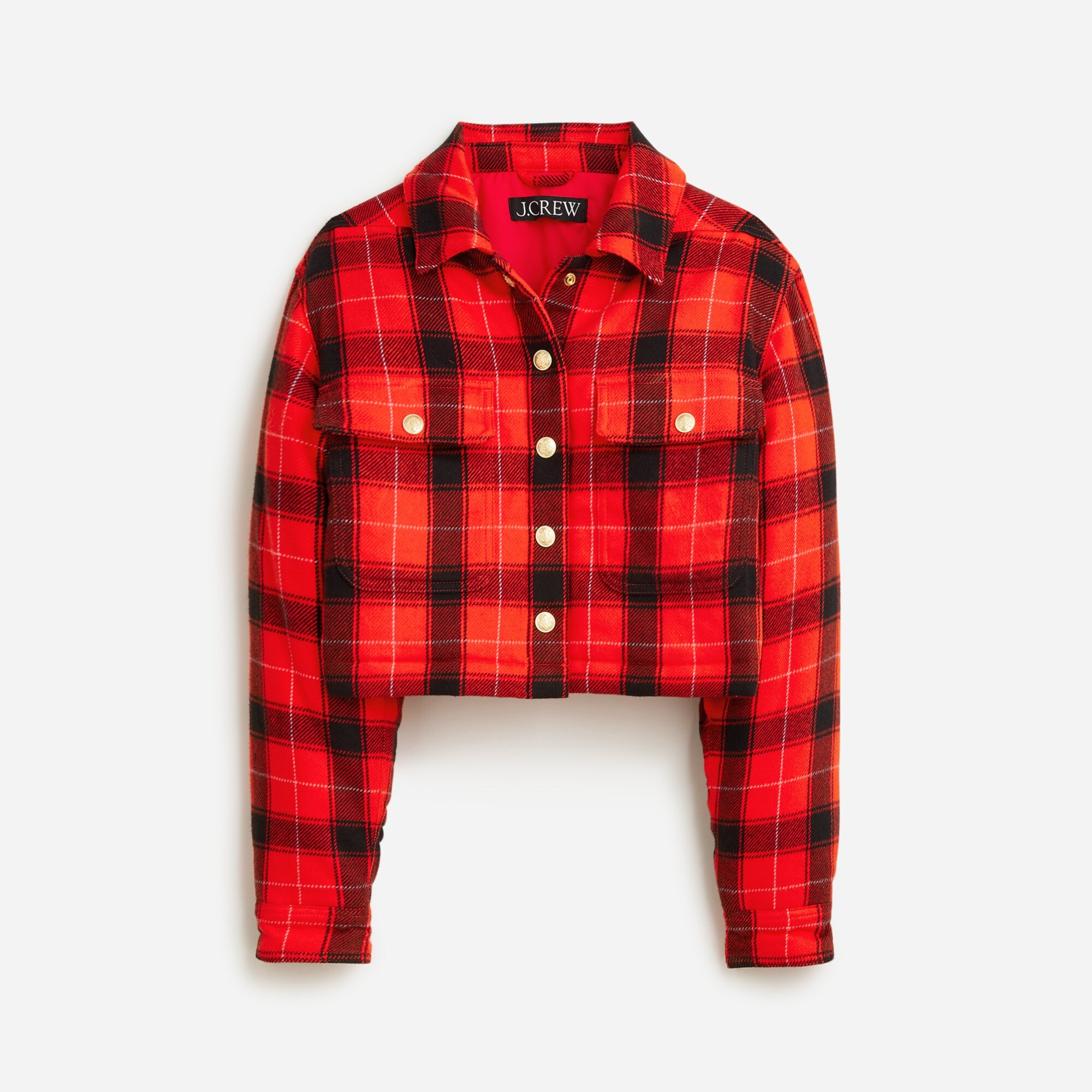 J.Crew Cropped Puffer Jacket In Buffalo Check For Women
