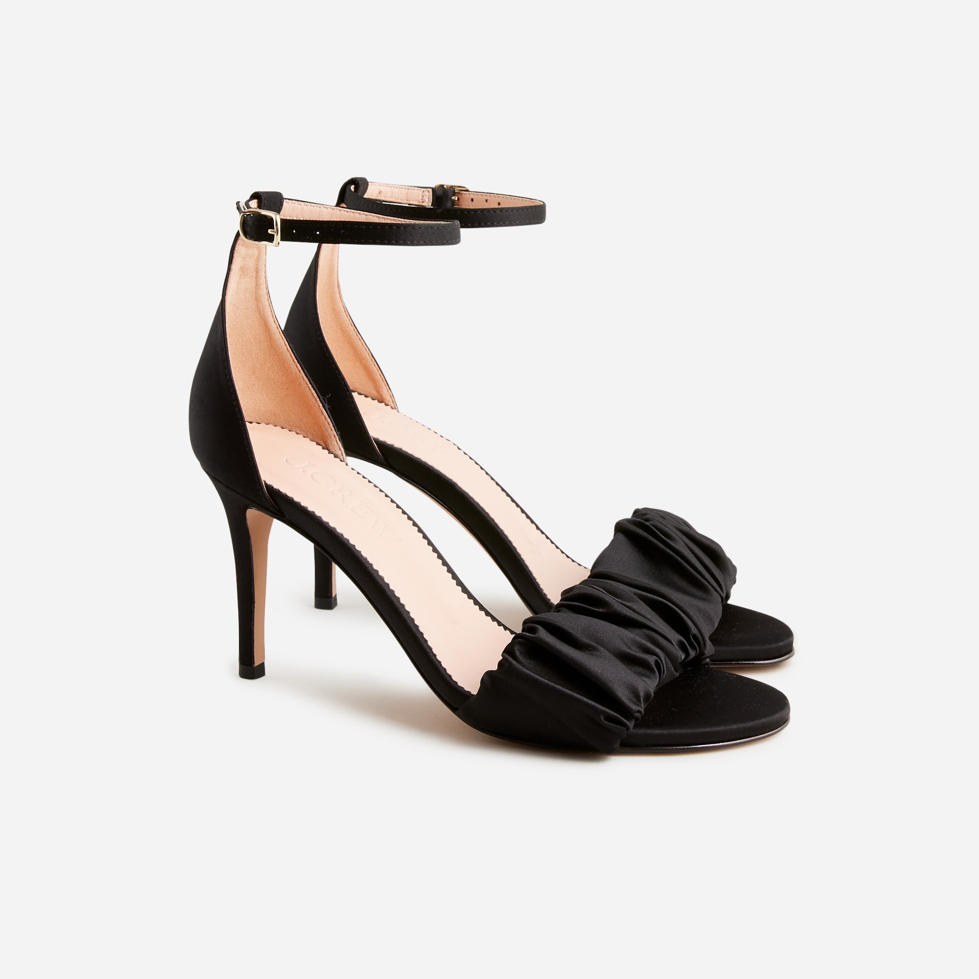  Collection Rylie ruched-strap heels in satin