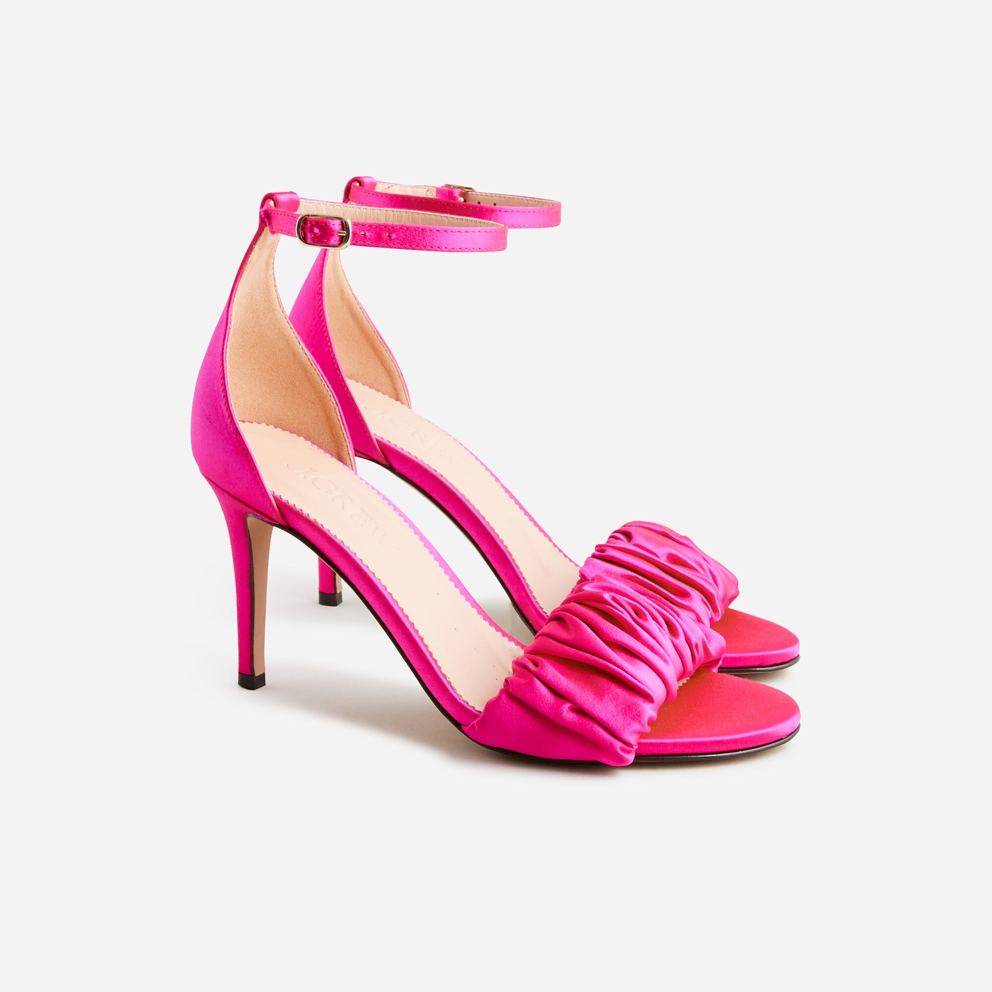 womens Collection Rylie ruched-strap heels in satin
