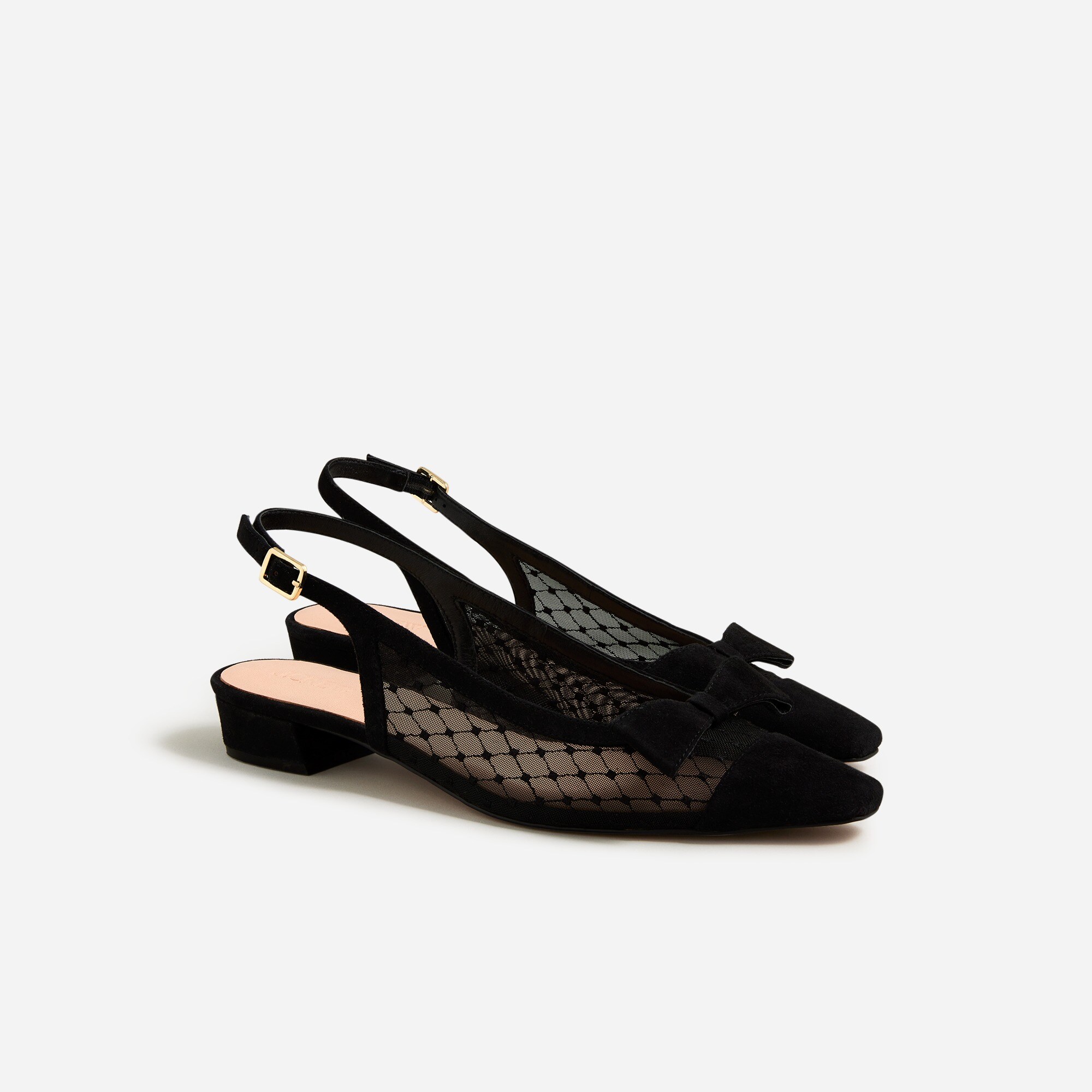 Square-toe slingback flats in mesh
