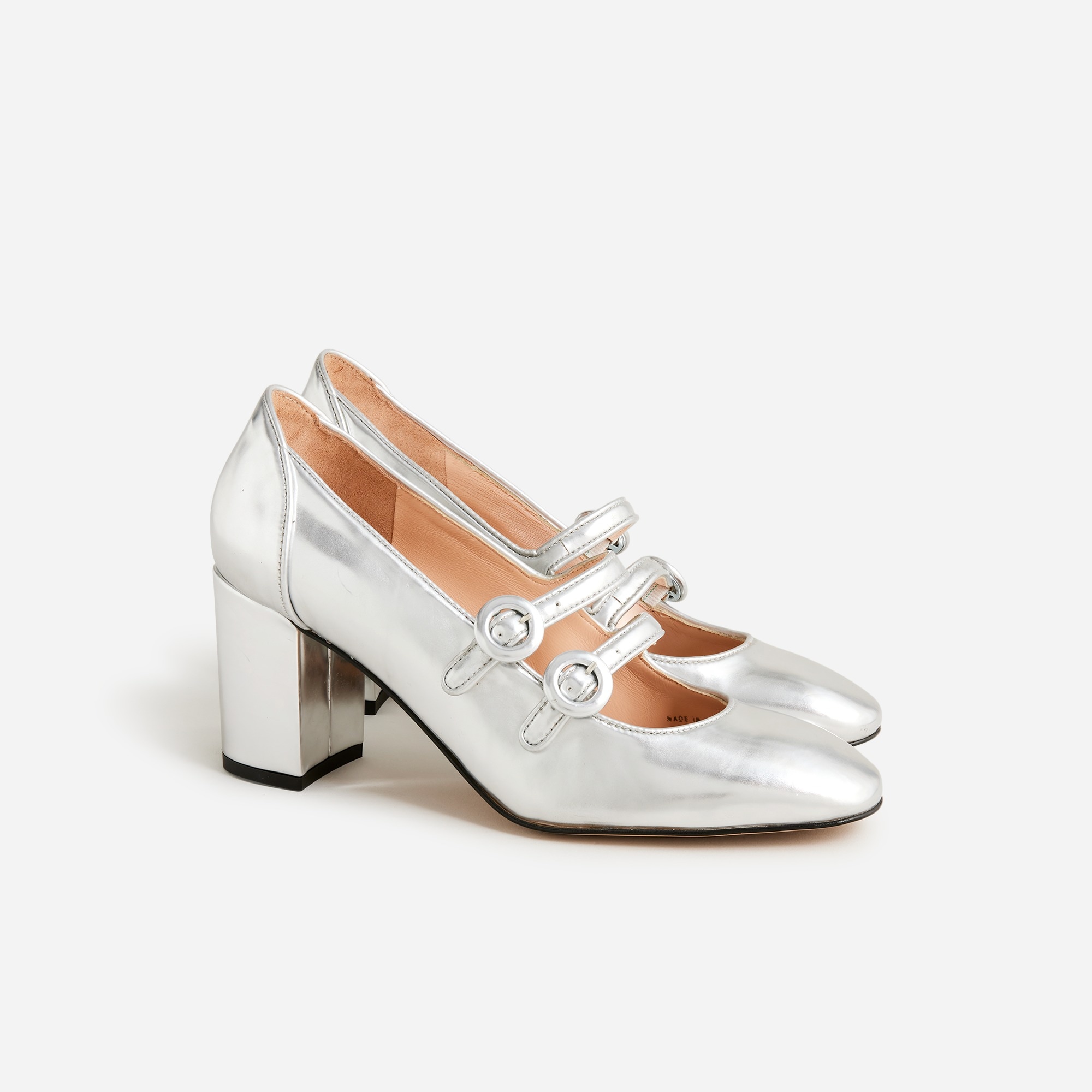 womens Maisie double-strap heels in metallic leather