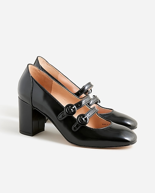 womens Maisie double-strap heels in Italian spazzolato leather