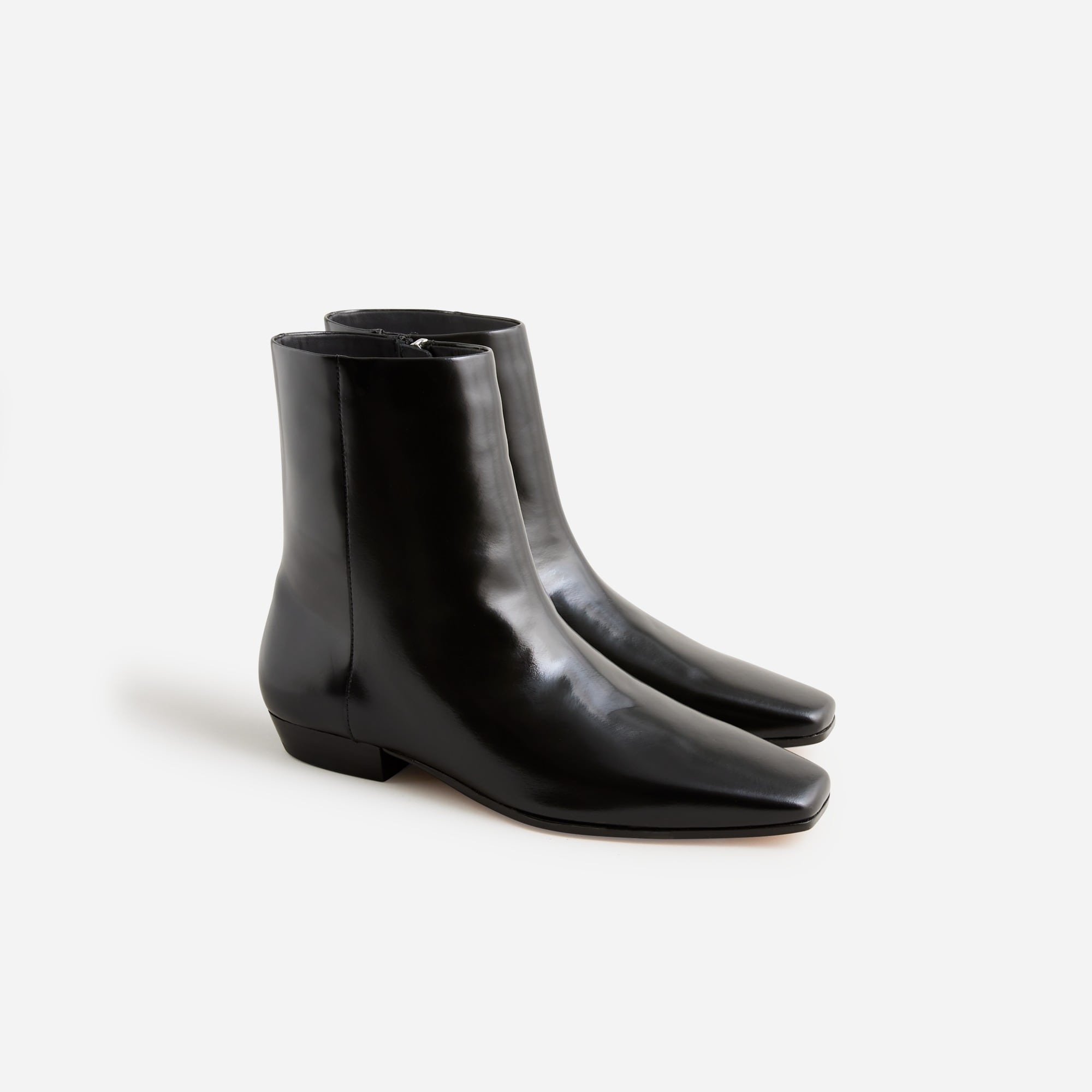 Square-toe ankle boots in spazzolato leather