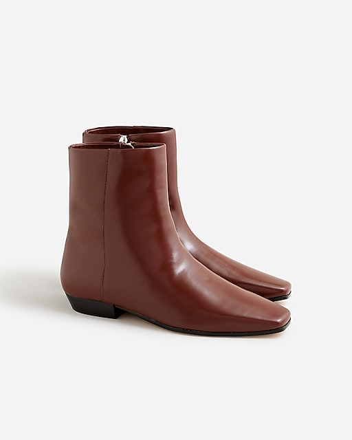  Square-toe ankle boots in spazzolato leather