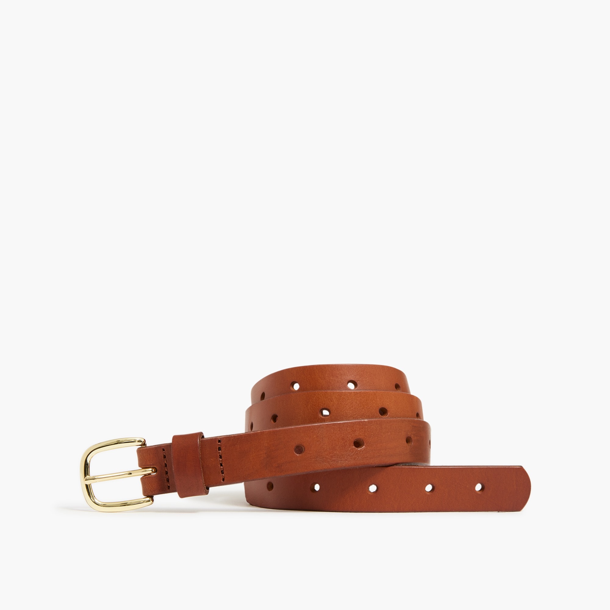 leather perforated belt for women