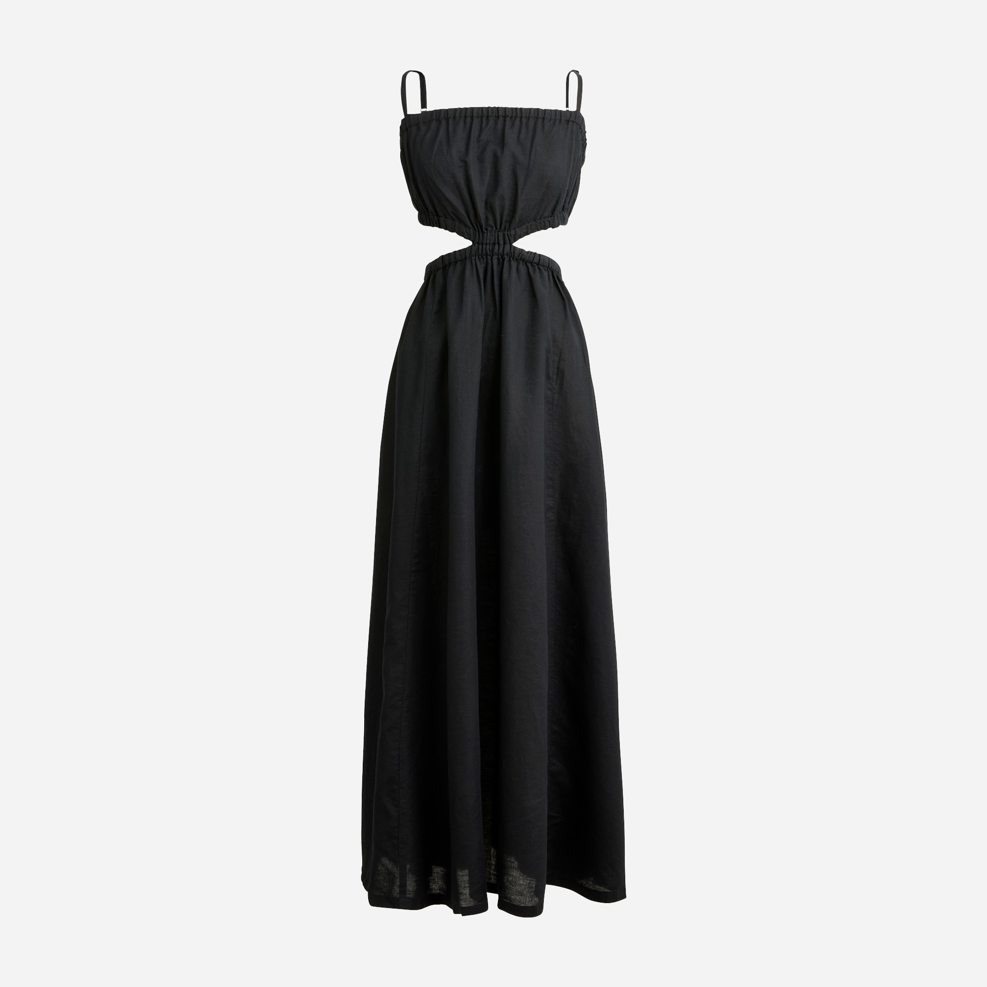 Side-cutout dress in linen-cotton blend