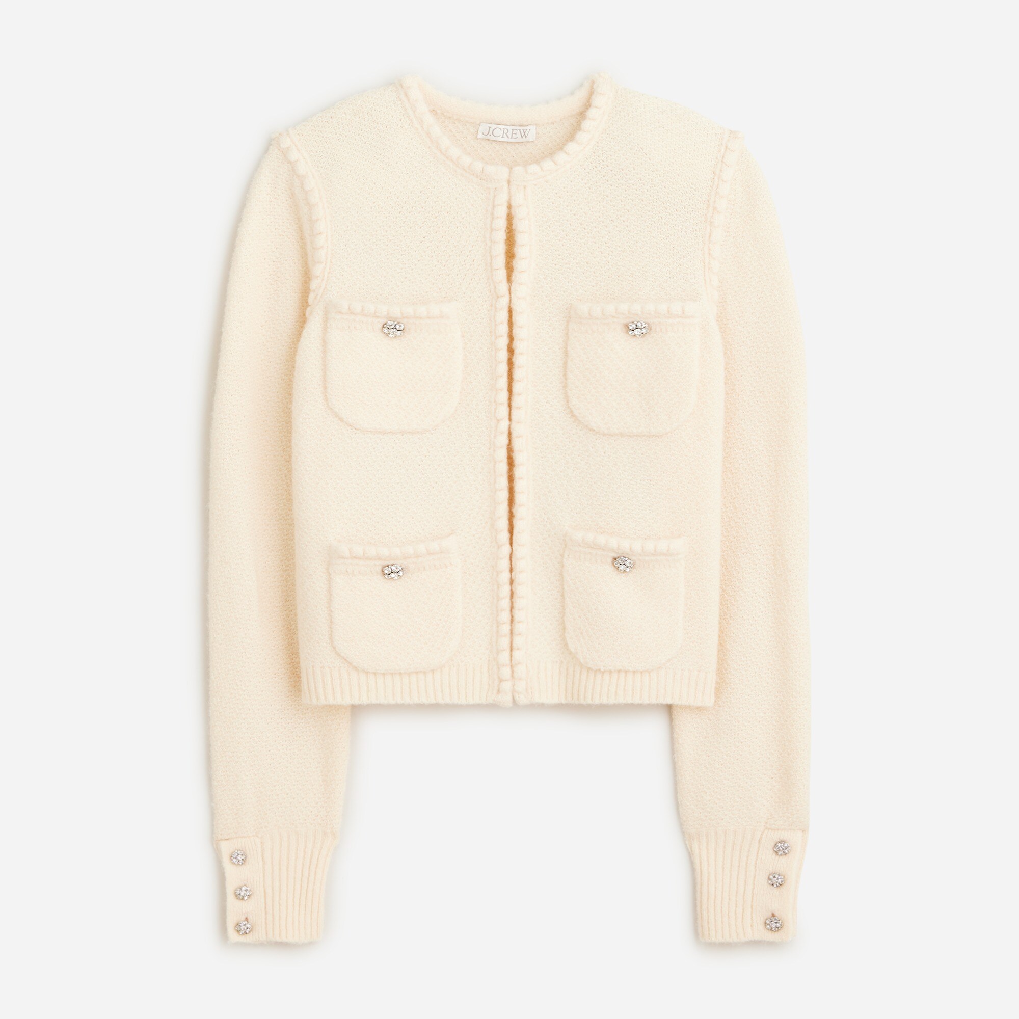 J crew crewneck sweater with jeweled buttons sales