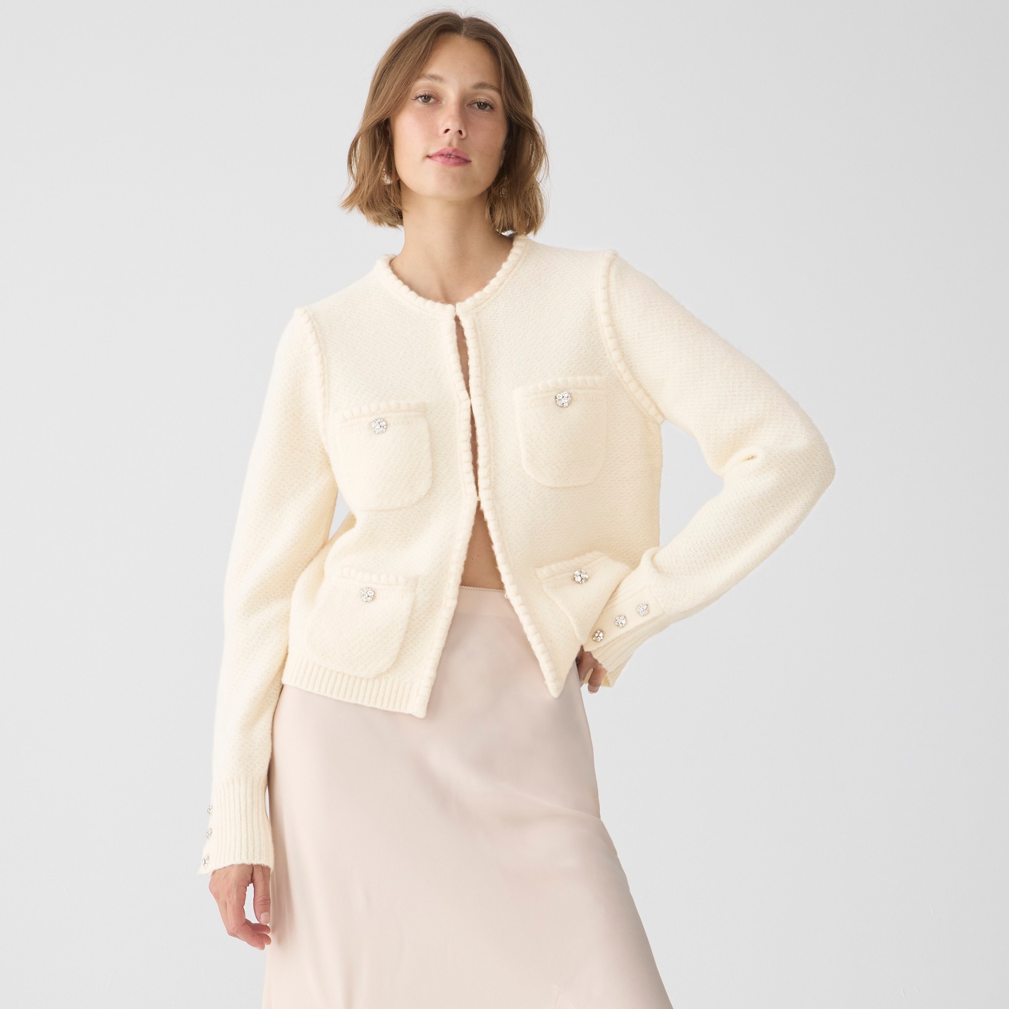 j.crew: odette sweater lady jacket with jewel buttons for women