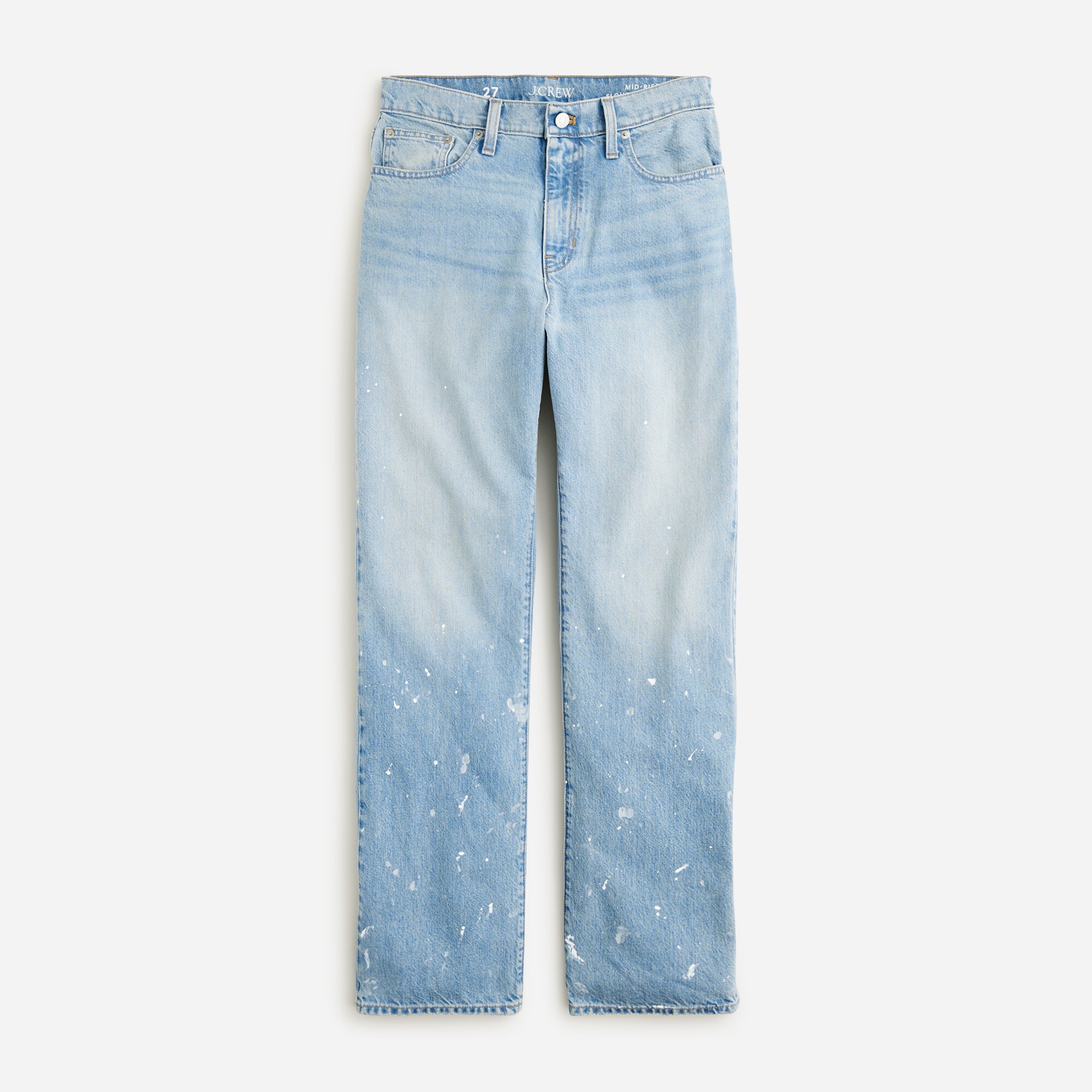  Slouchy-straight jean with paint splatter