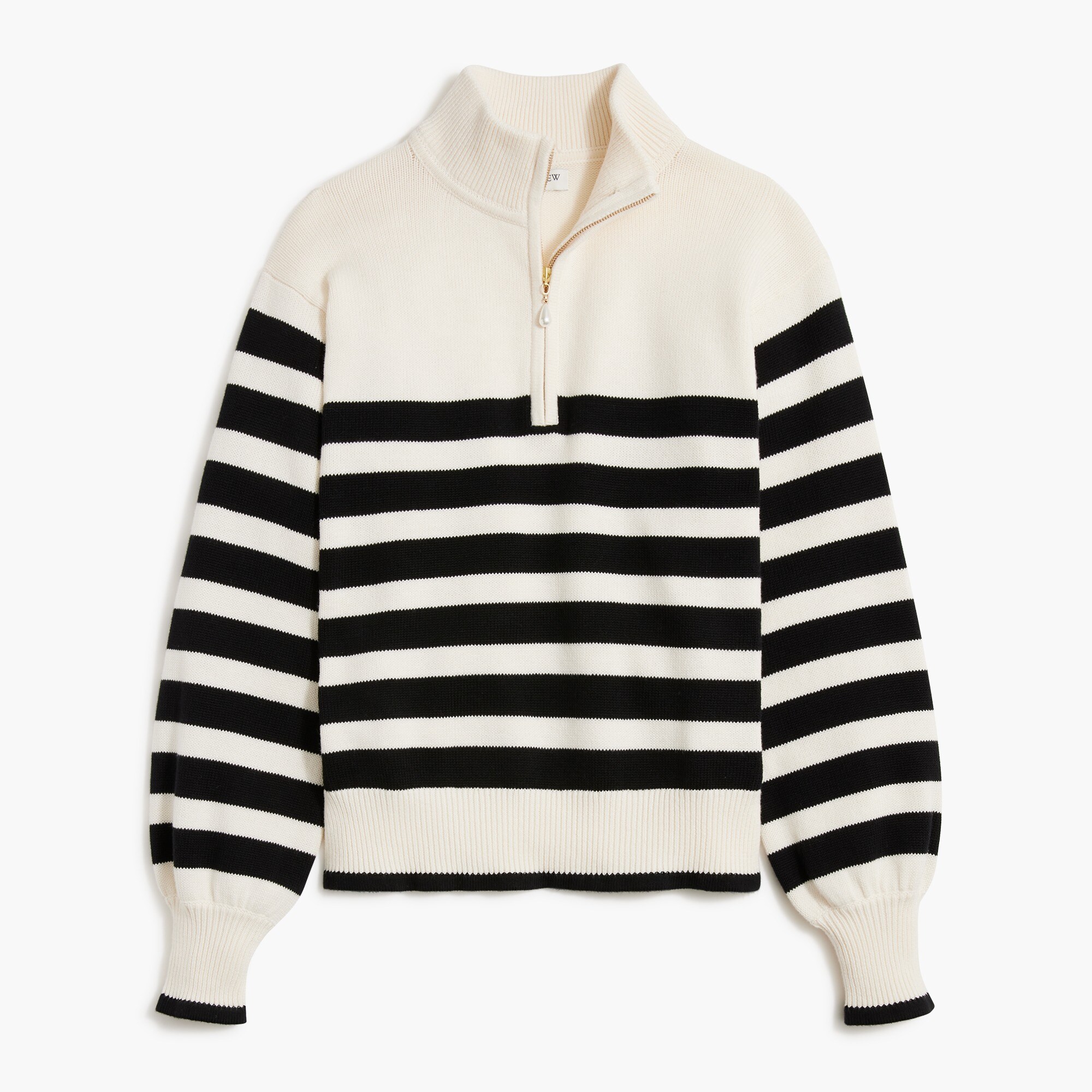  Striped half-zip sweater with pearl zipper