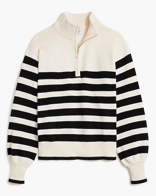  Striped half-zip sweater with pearl zipper