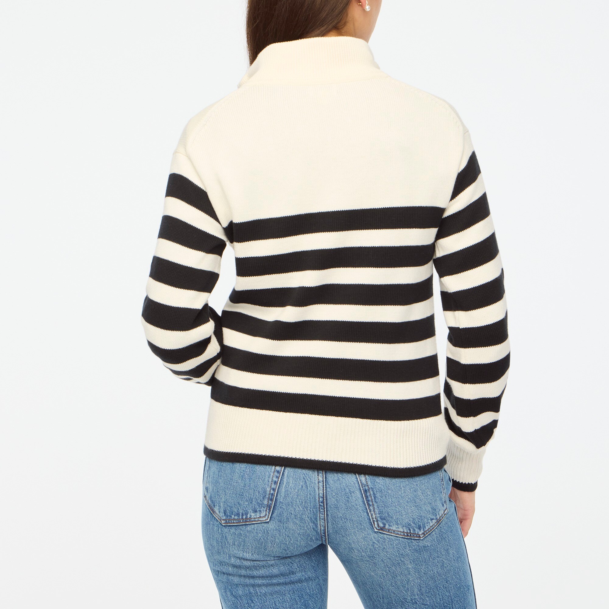 Striped Half Zip Long Sleeve Sweater