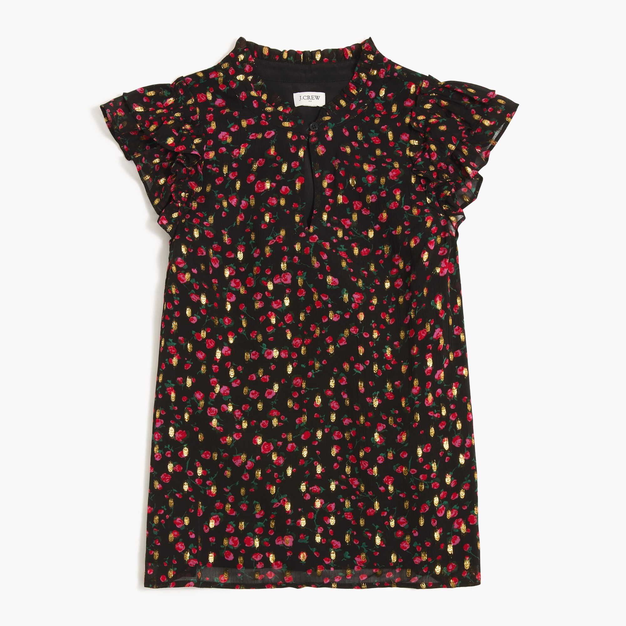 ruffleneck flutter-sleeve top for women