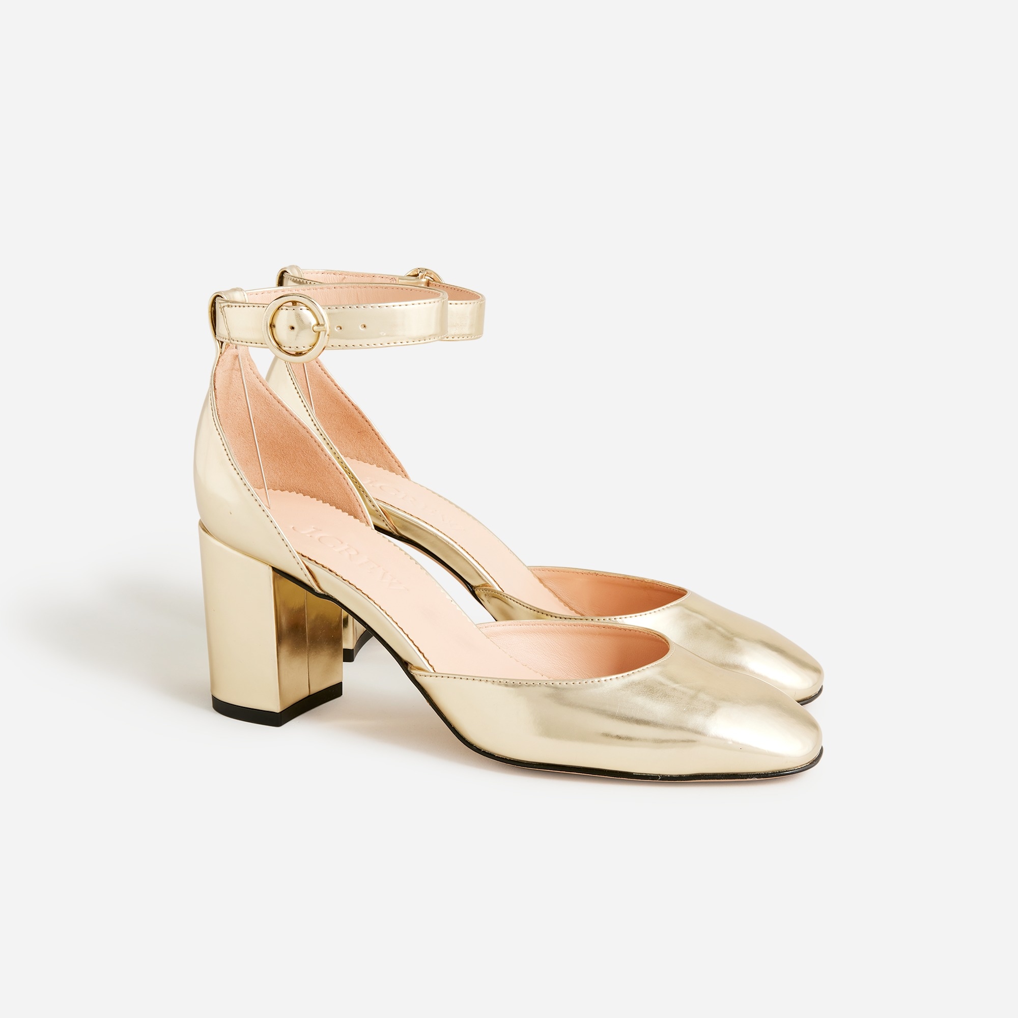  Maisie ankle-strap heels in metallic