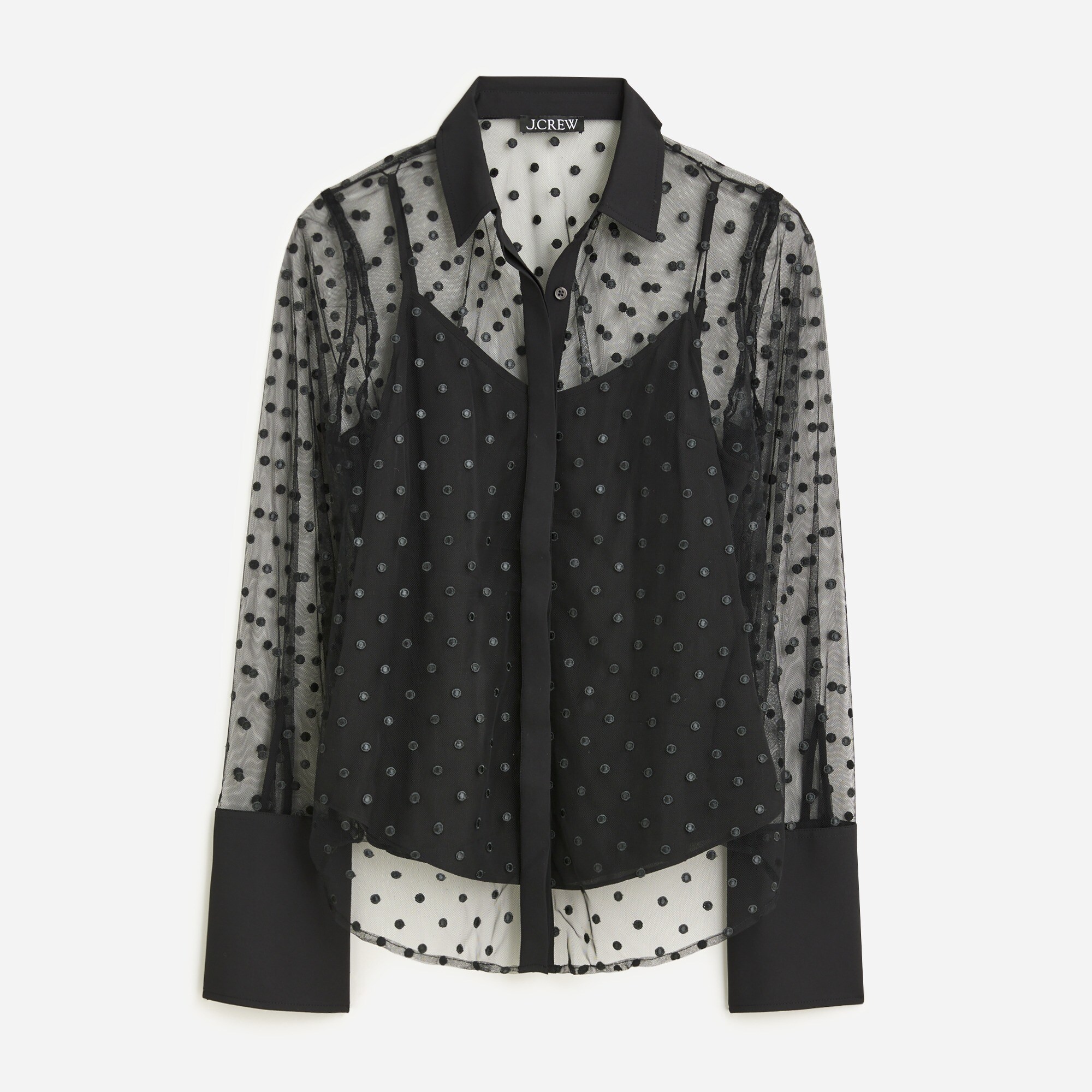 J.Crew Sheer Button up With Camisole In Dot Print For Women
