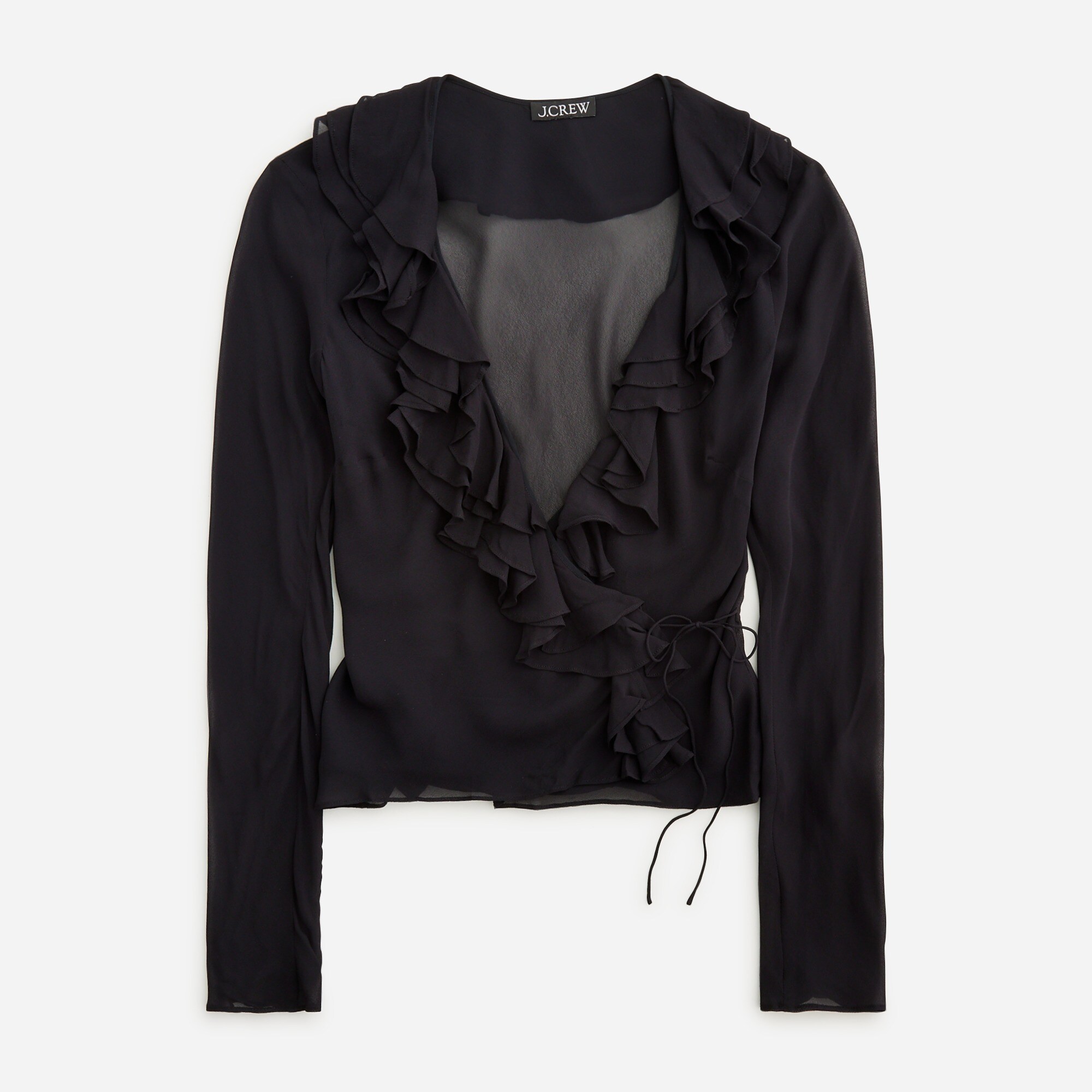 Chiffon ruffle wrap top