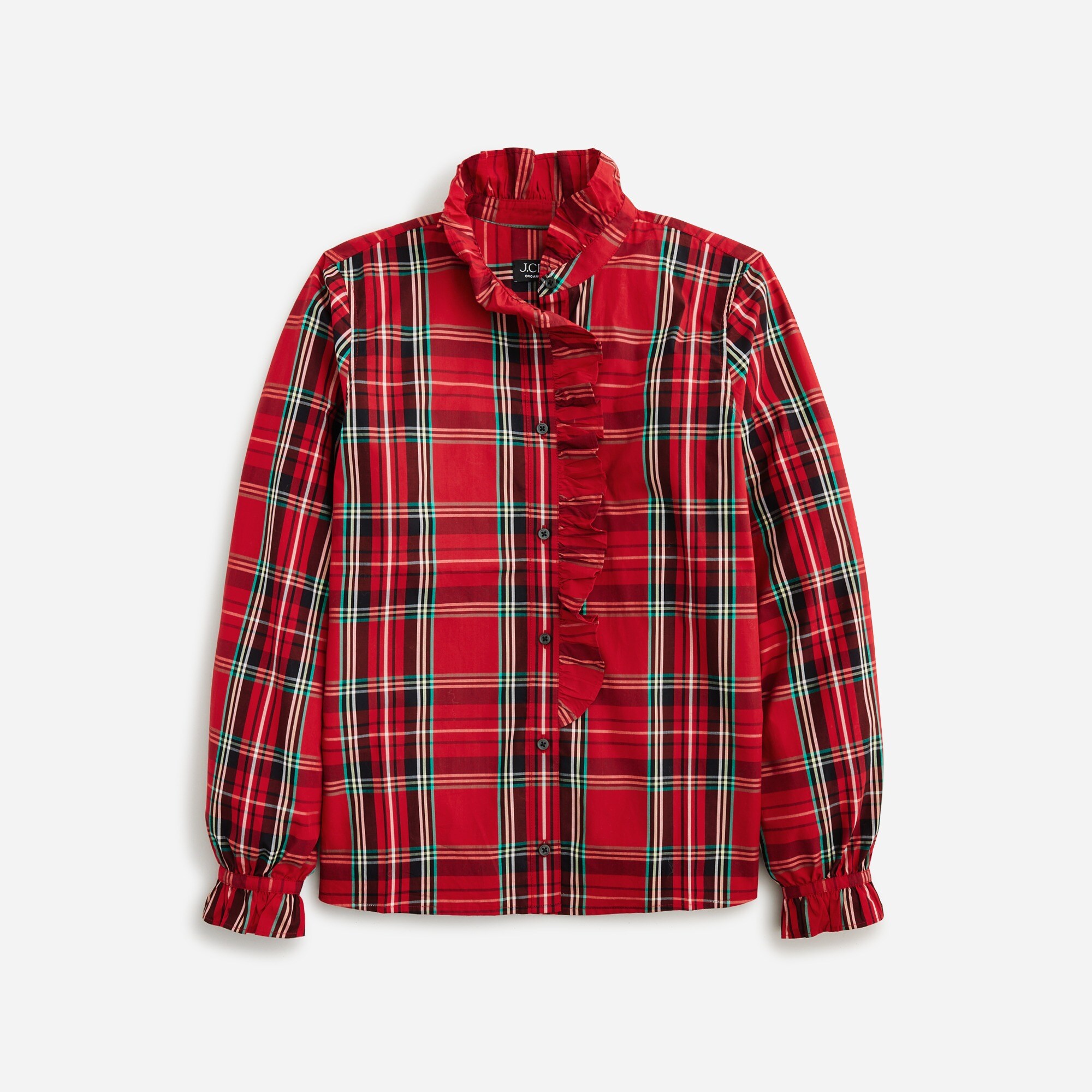 Cottage top in plaid cotton poplin