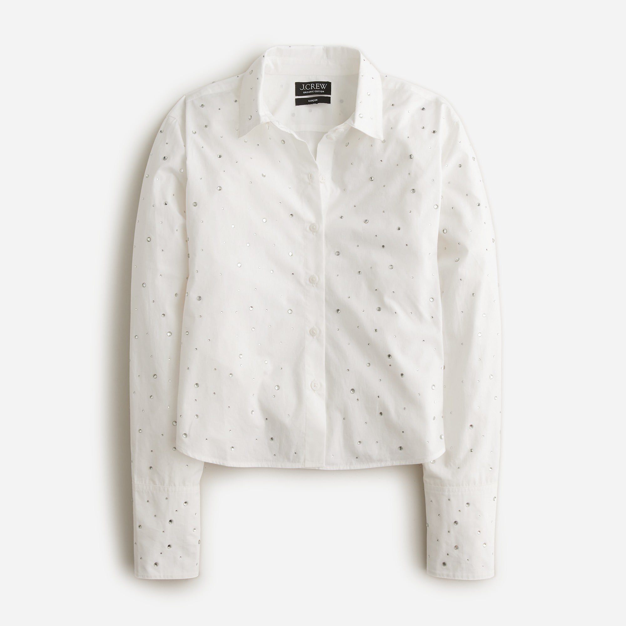  Cropped gar&ccedil;on shirt with crystals