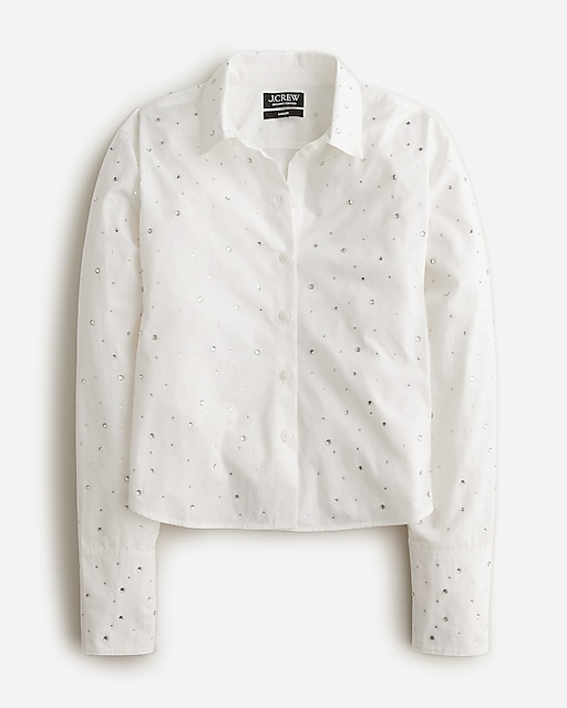  Cropped gar&ccedil;on shirt with crystals