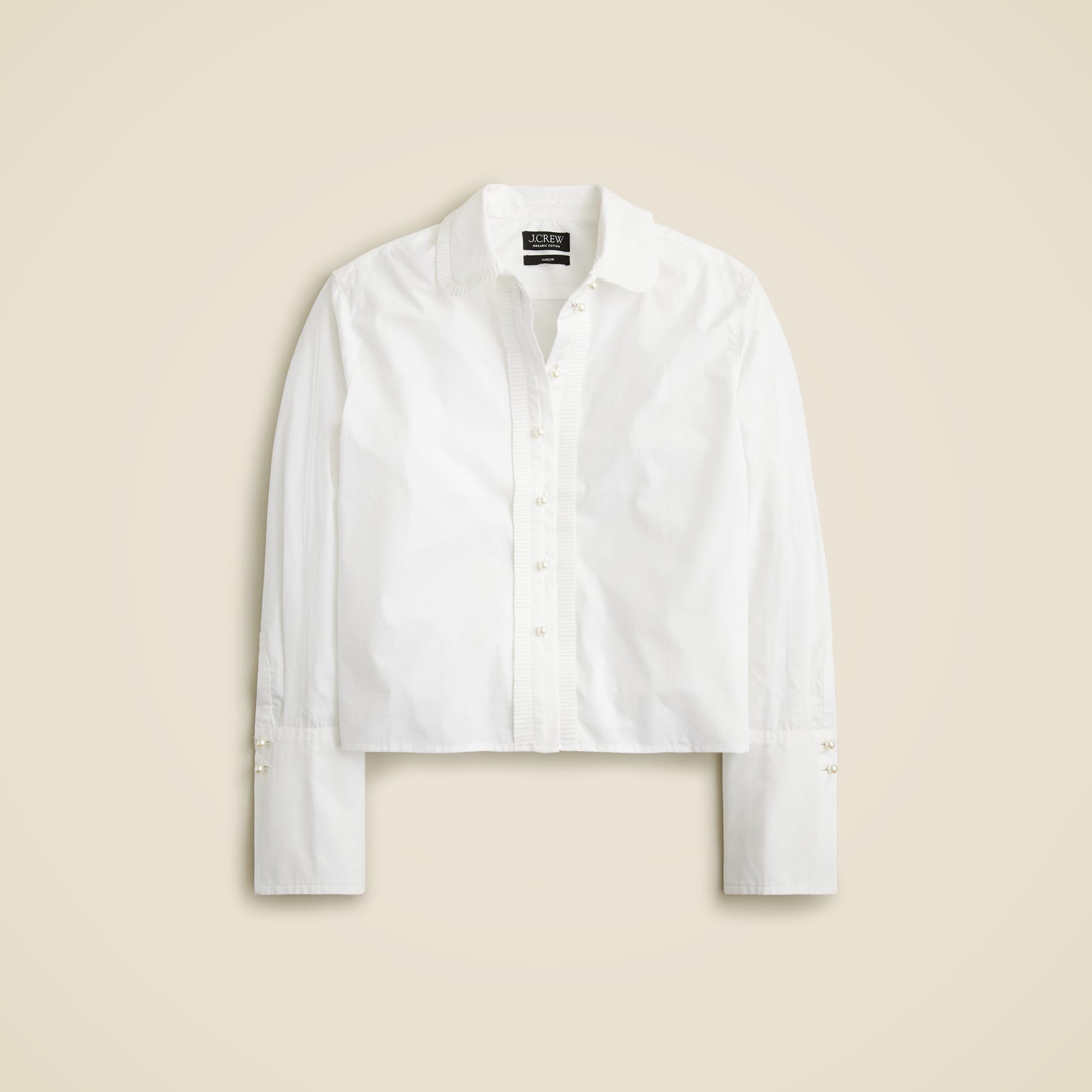 Cropped garçon shirt with pearl buttons