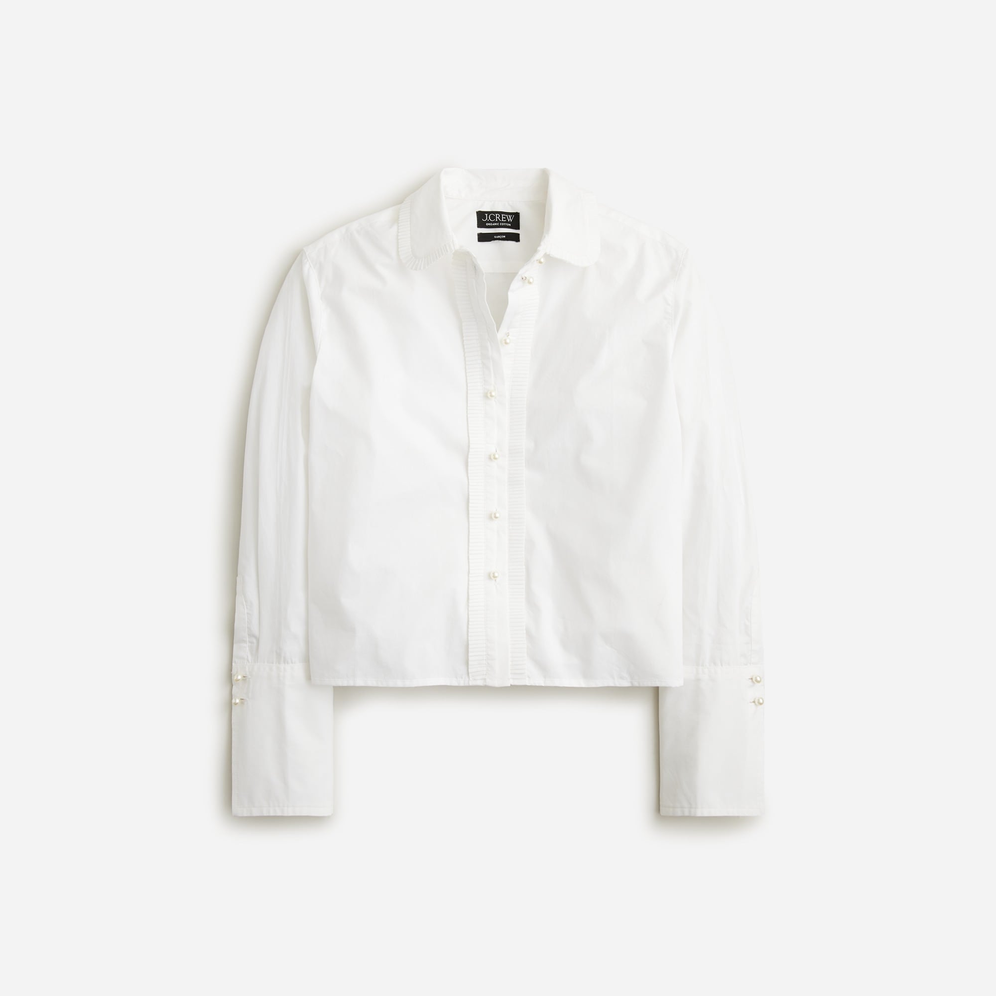  Cropped gar&ccedil;on shirt with pearl buttons