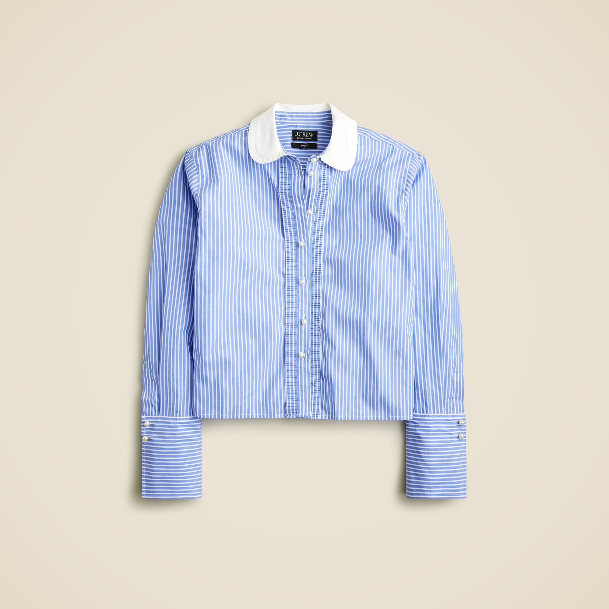 Cropped Garçon shirt with pearl buttons in stripe
