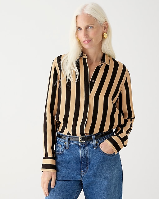  Classic-fit cupro-blend shirt in stripe
