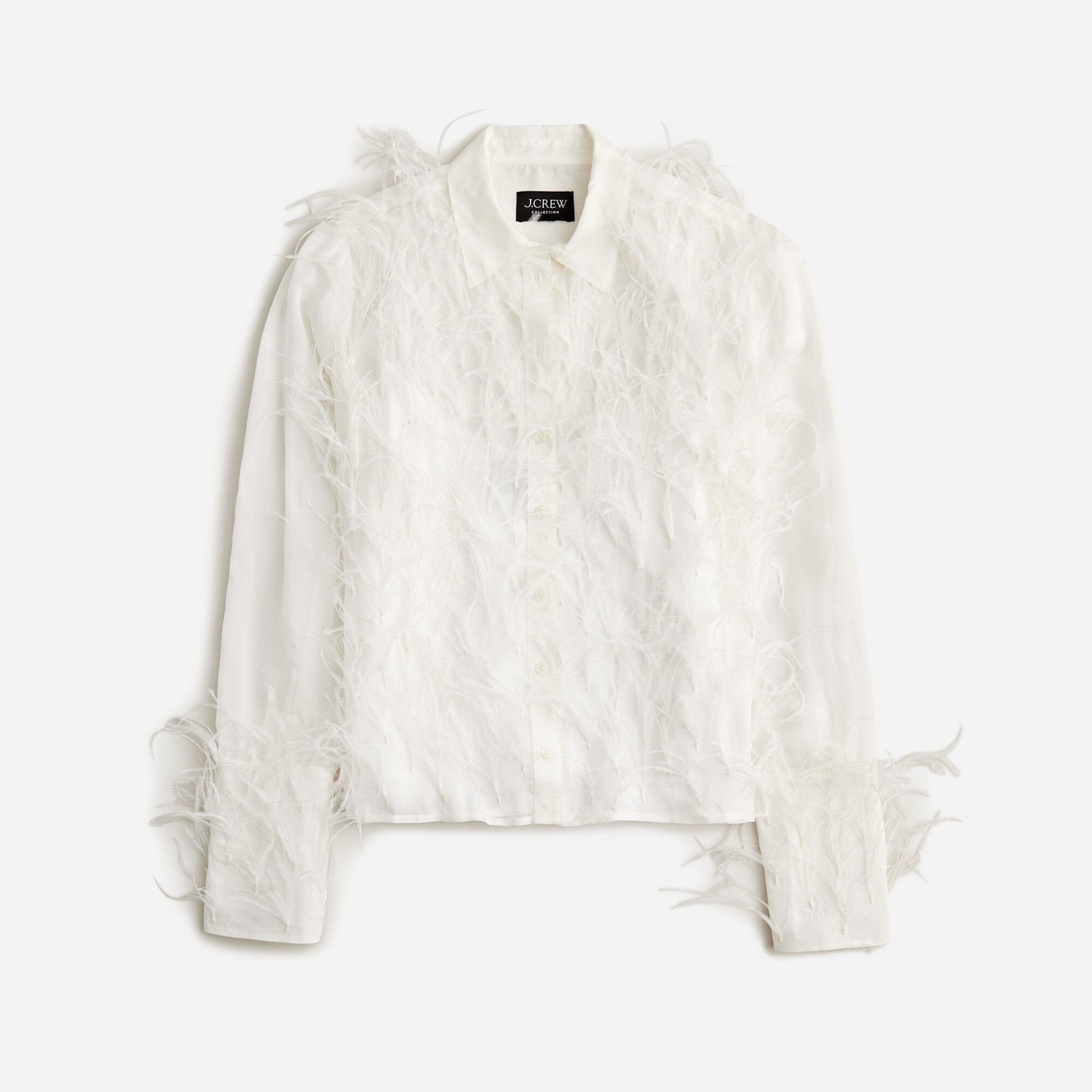 Collection Organza Button-up Shirt With Feathers For Women