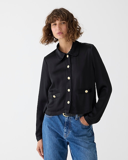 womens Lady shirt-jacket in luster crepe