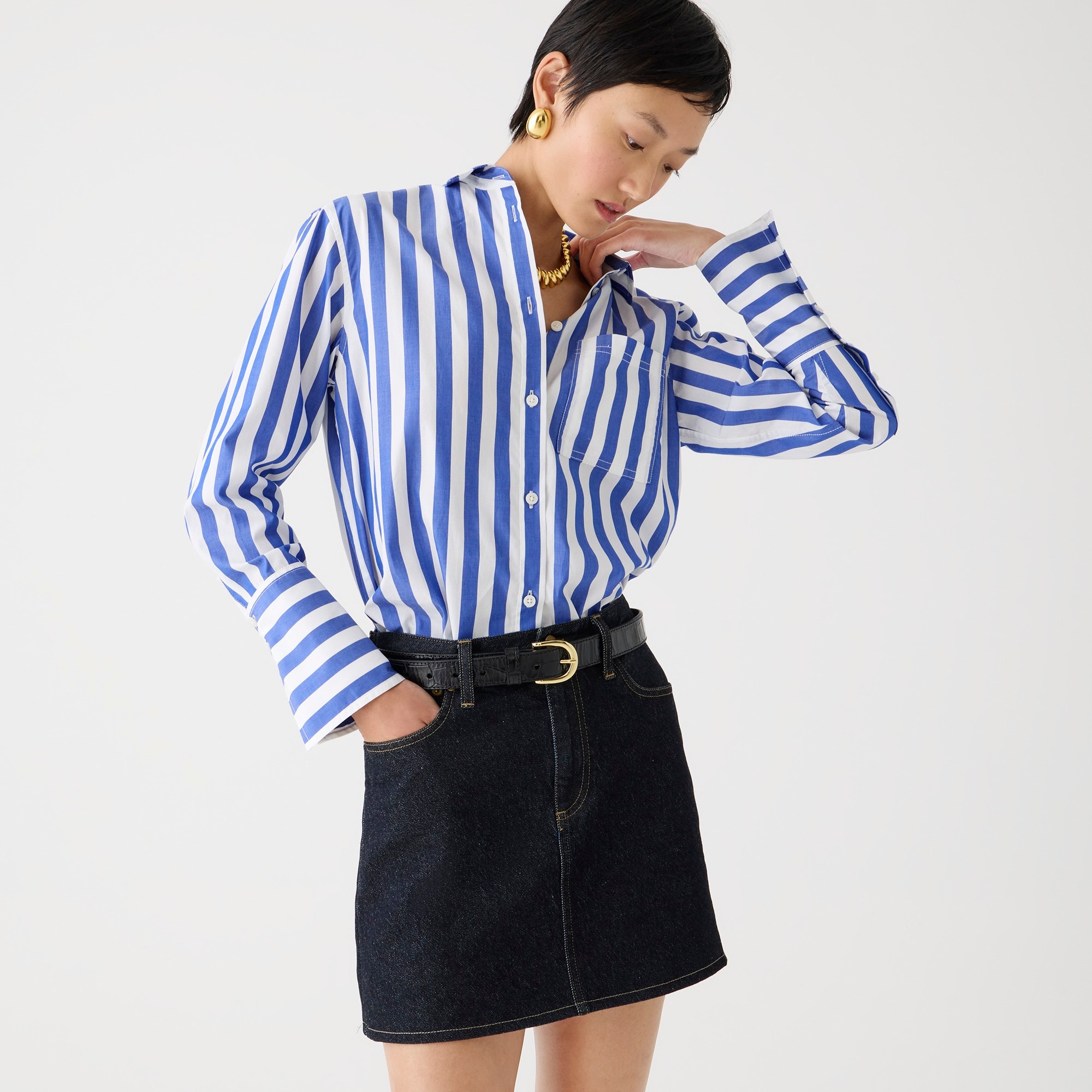 j.crew: gar&ccedil;on classic shirt in stripe cotton poplin for women