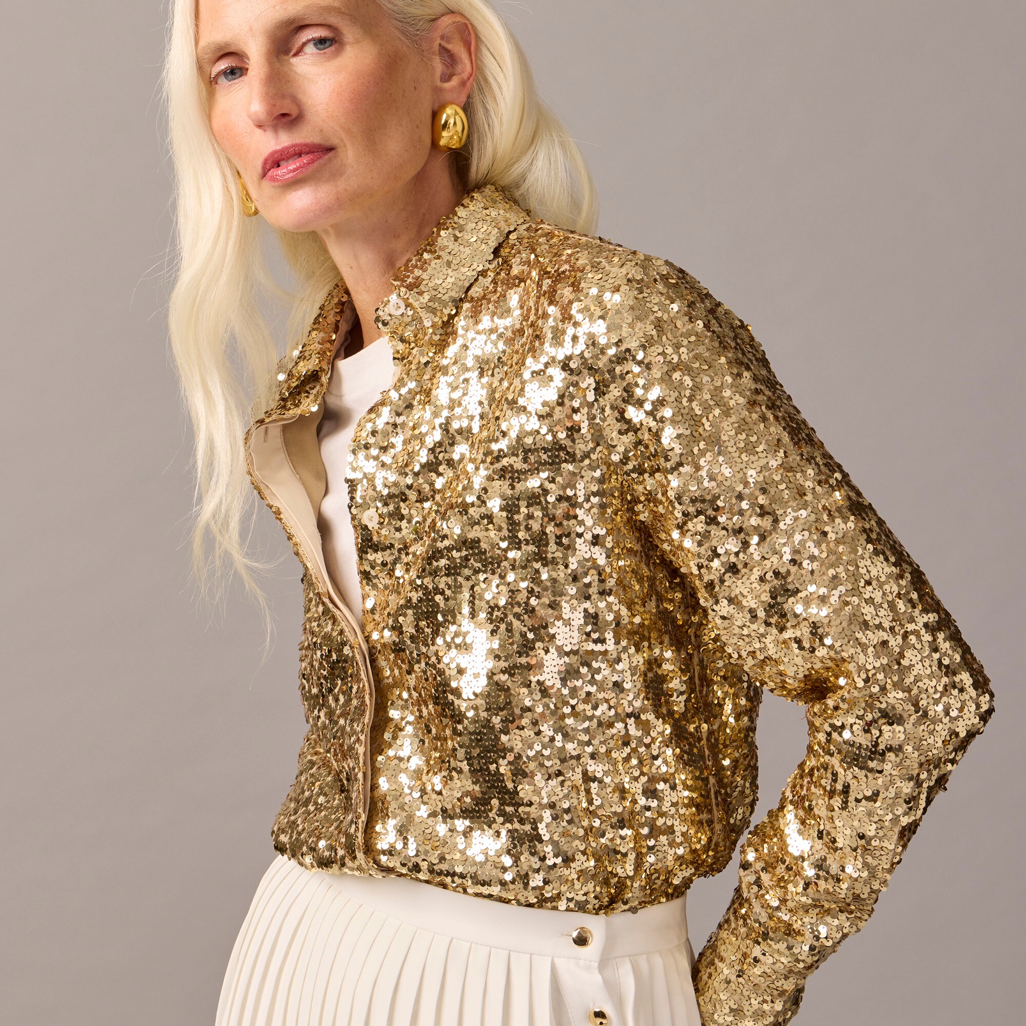 womens Collection classic-fit sequin shirt