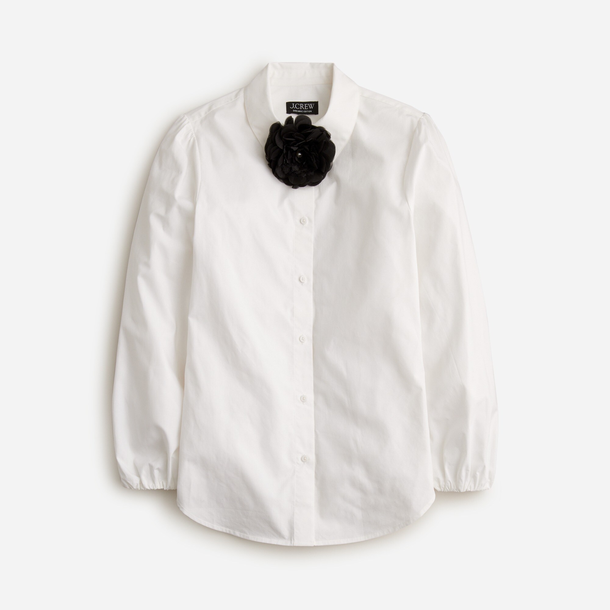 Rosette Button-up Shirt In Cotton Poplin For Women | J.Crew