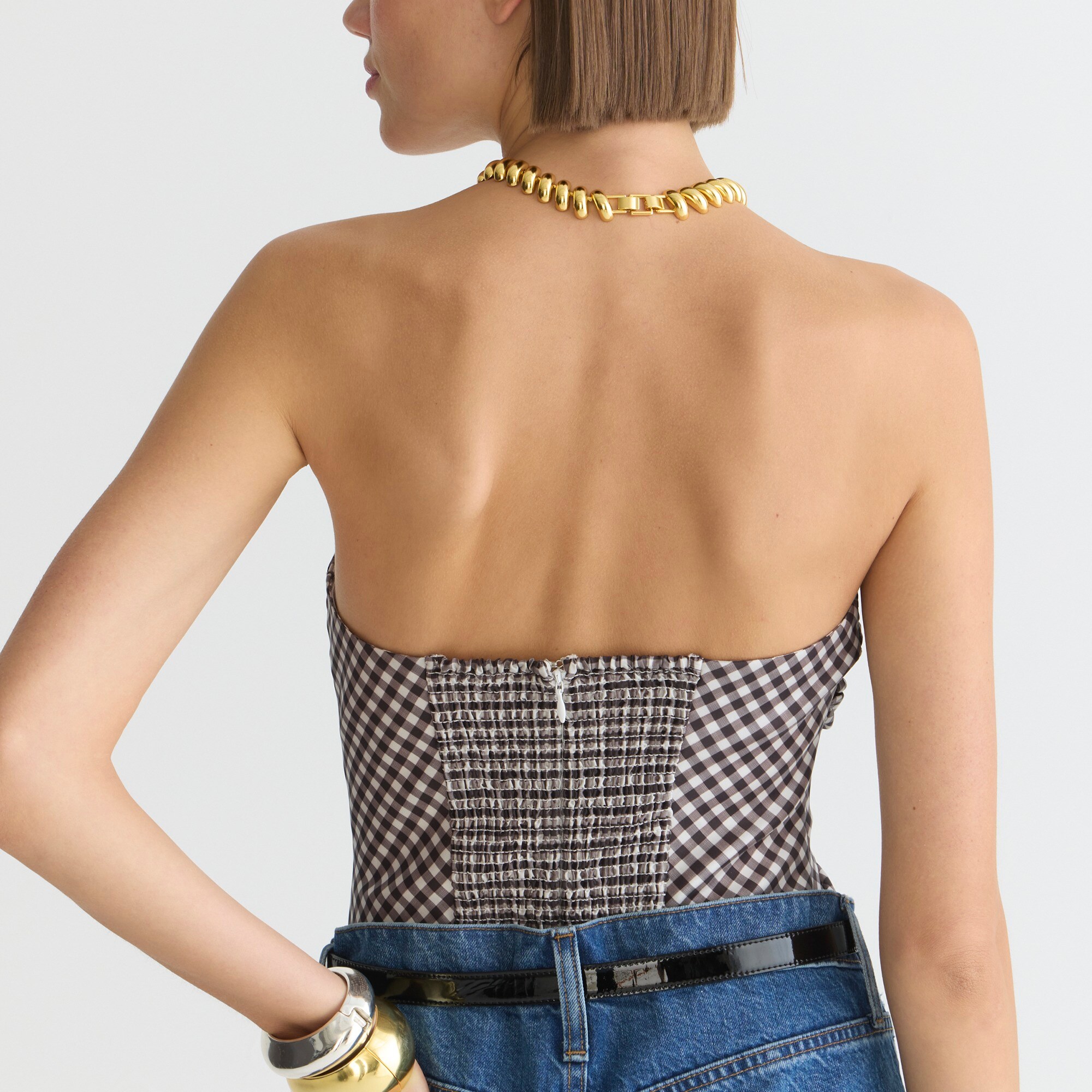 Collection ruched strapless top in stretch taffeta