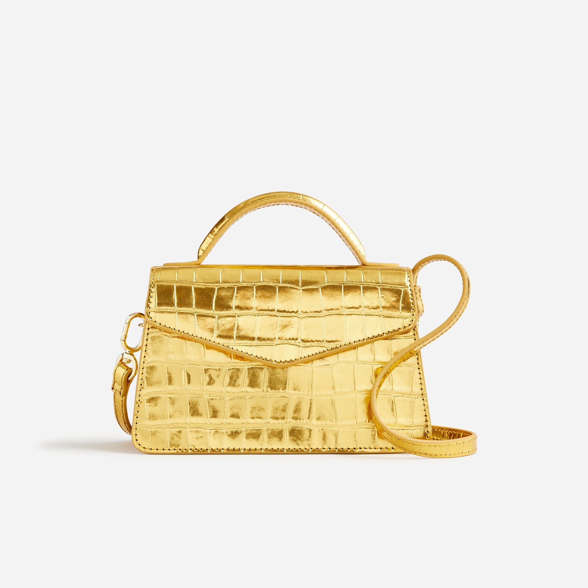  Gracie top-handle bag in croc-embossed metallic leather