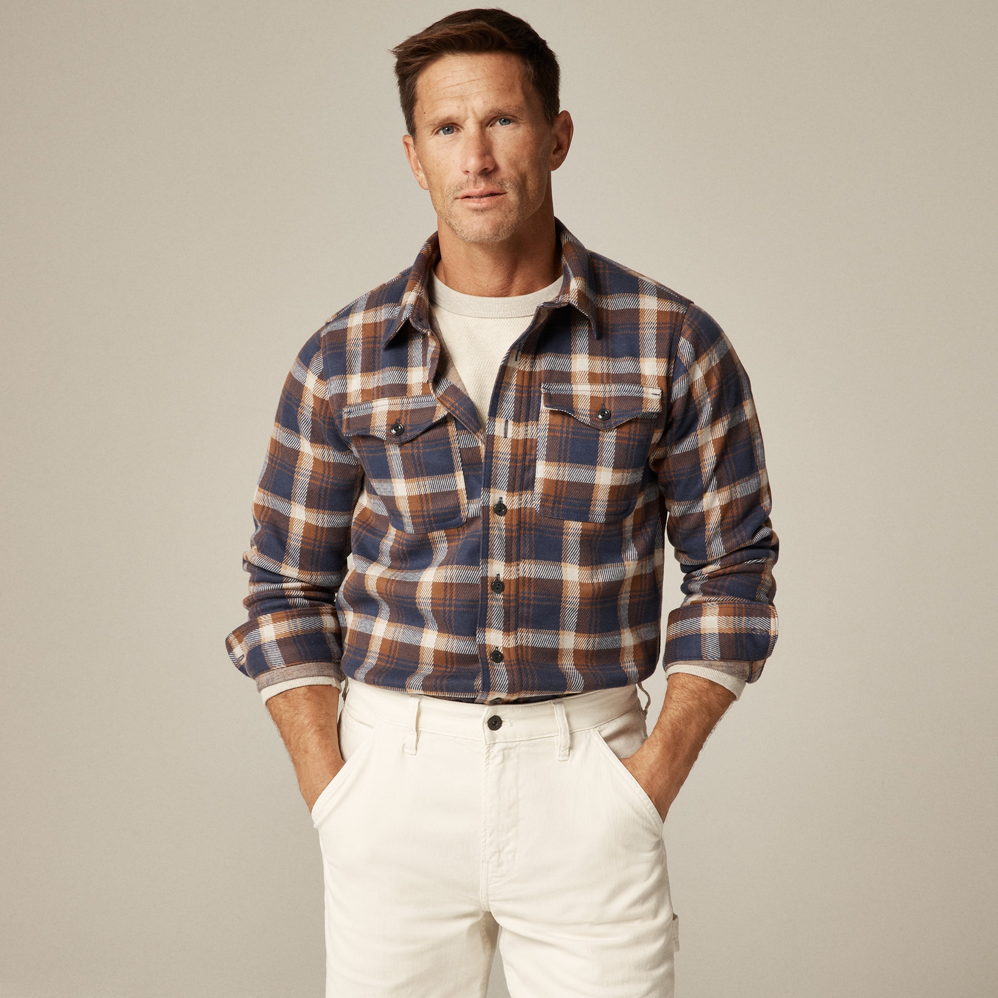 Seaboard soft-knit shirt in plaid