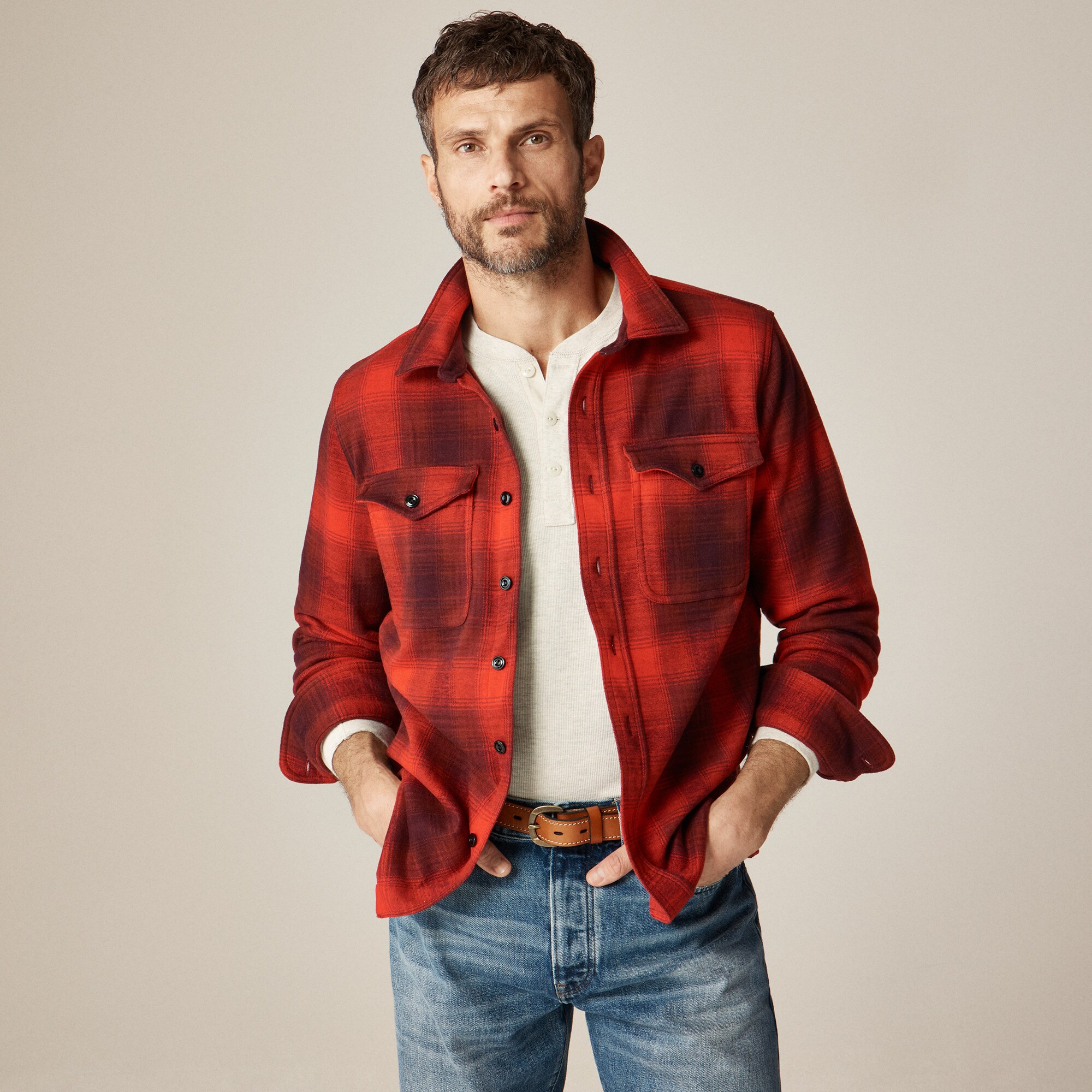mens Seaboard soft-knit shirt in plaid