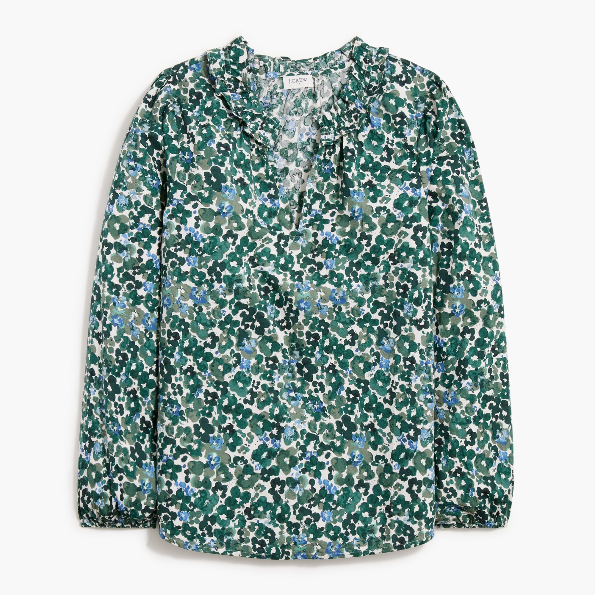 split-neck ruffle top for women