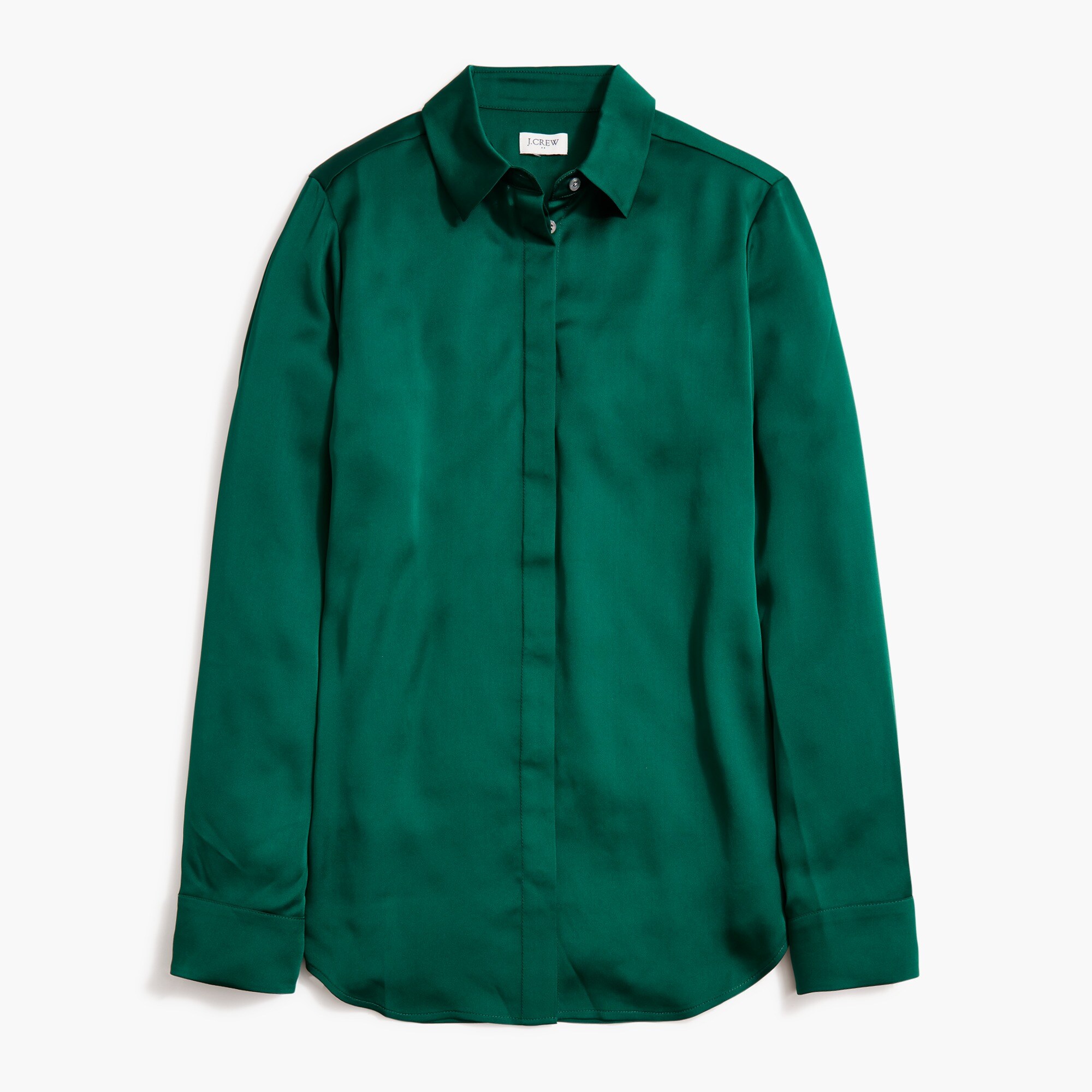 drapey satin button-up top for women