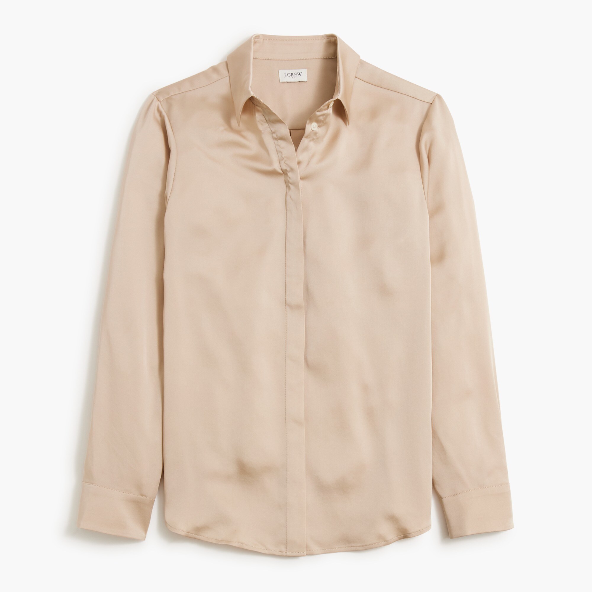 drapey satin button-up top for women
