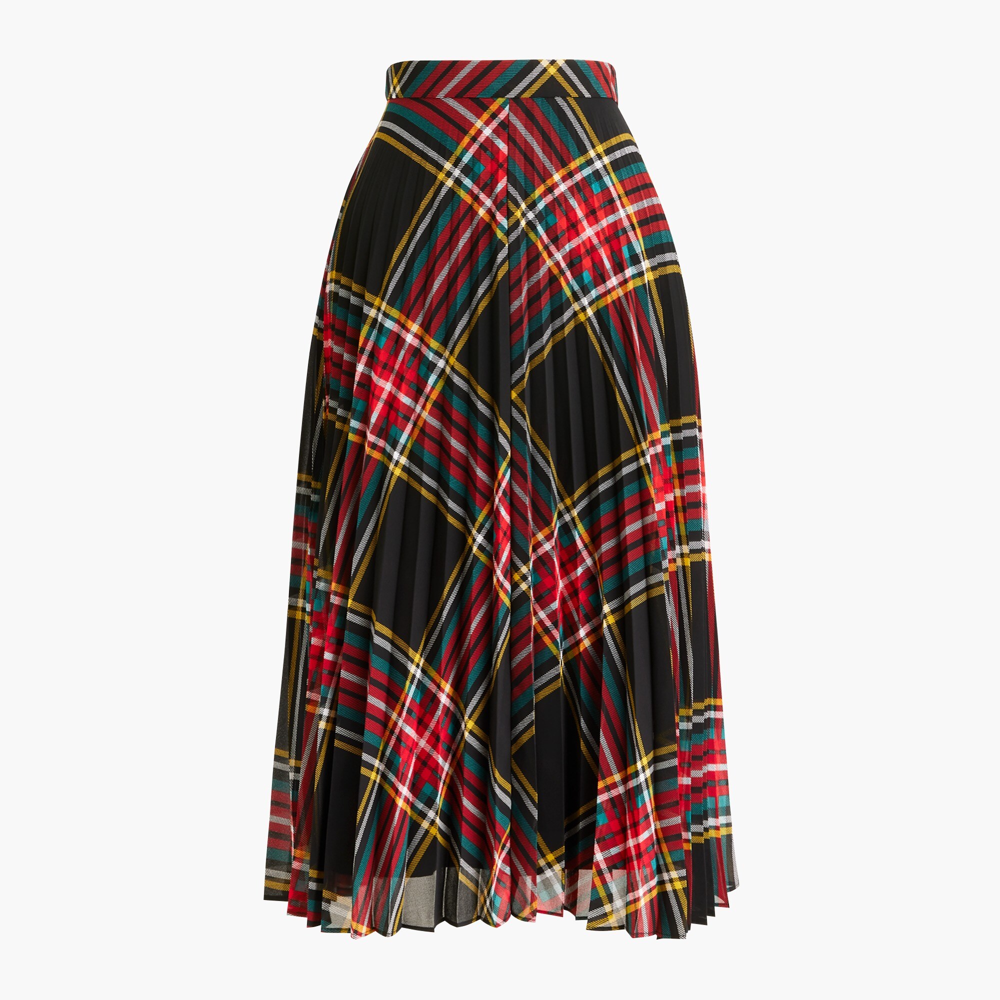 Plaid pleated midi skirt
