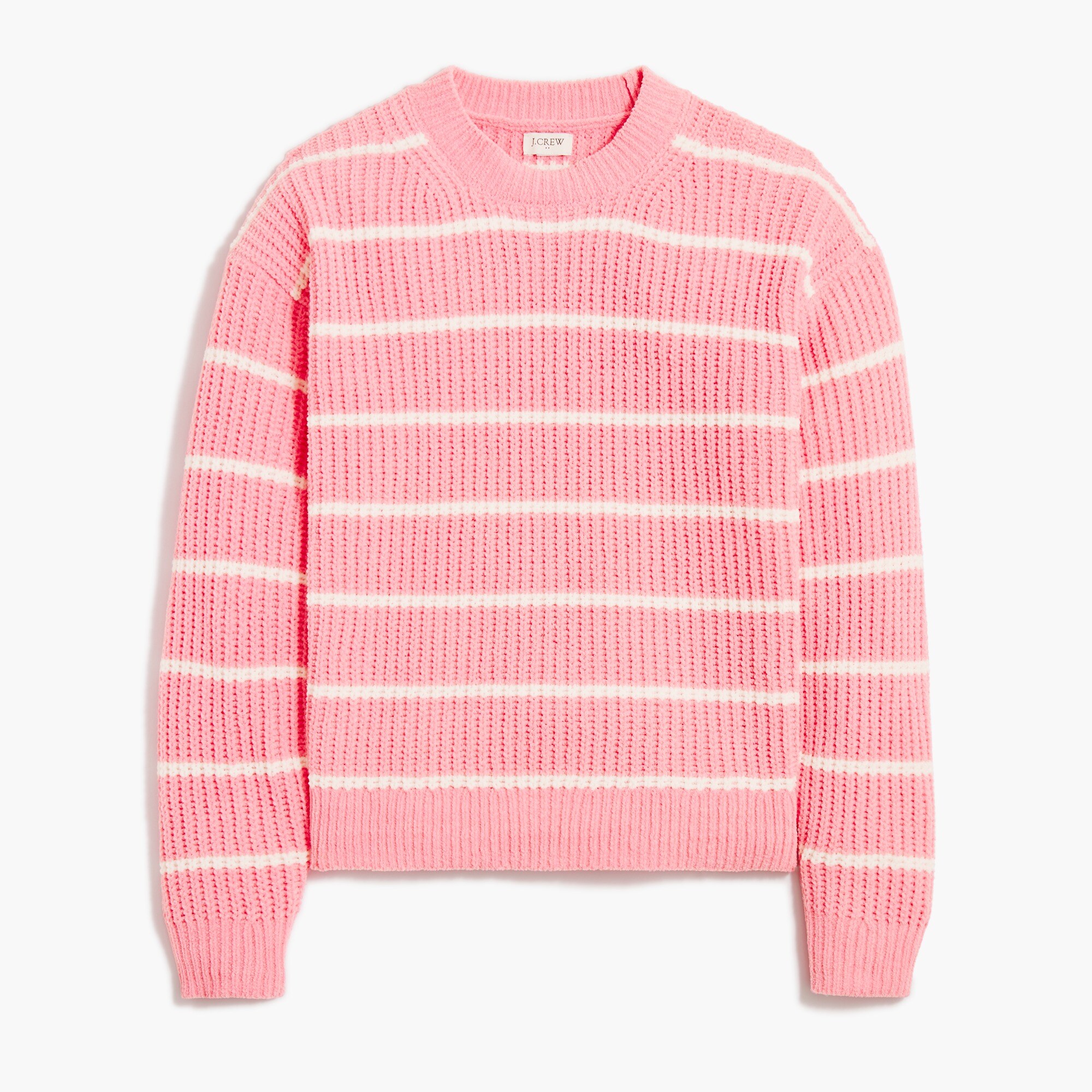 factory: chenille striped pullover for women