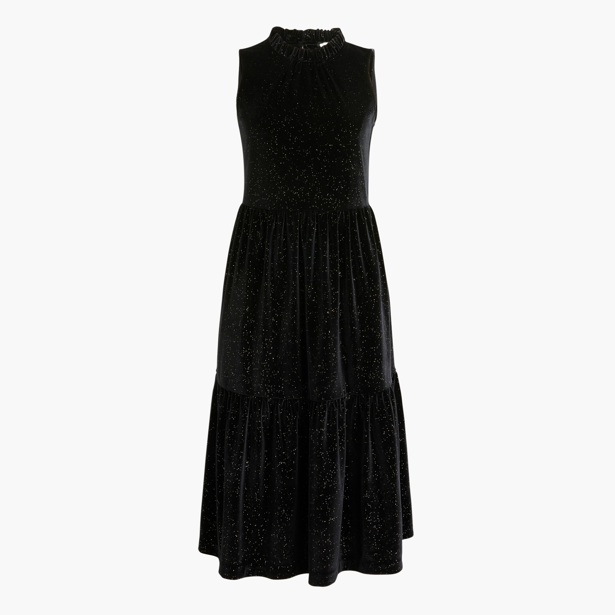 shimmer velvet sleeveless midi dress for women