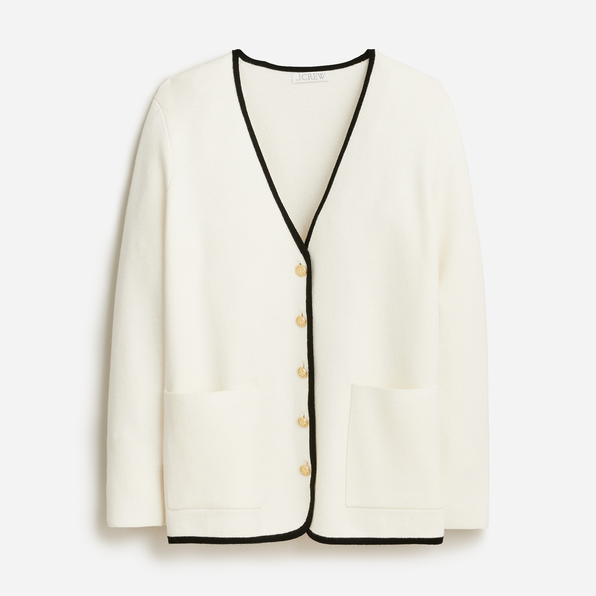  Giselle V-neck sweater blazer with contrast trim