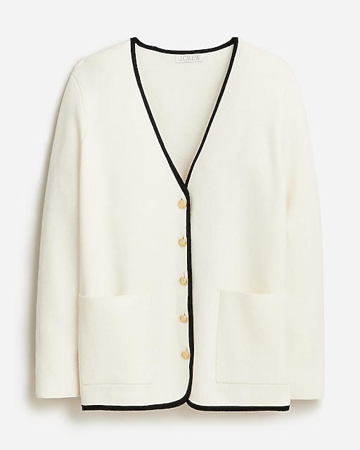  Giselle V-neck sweater blazer with contrast trim
