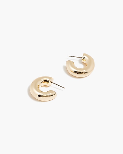 womens Gold chunky small hoop earrings