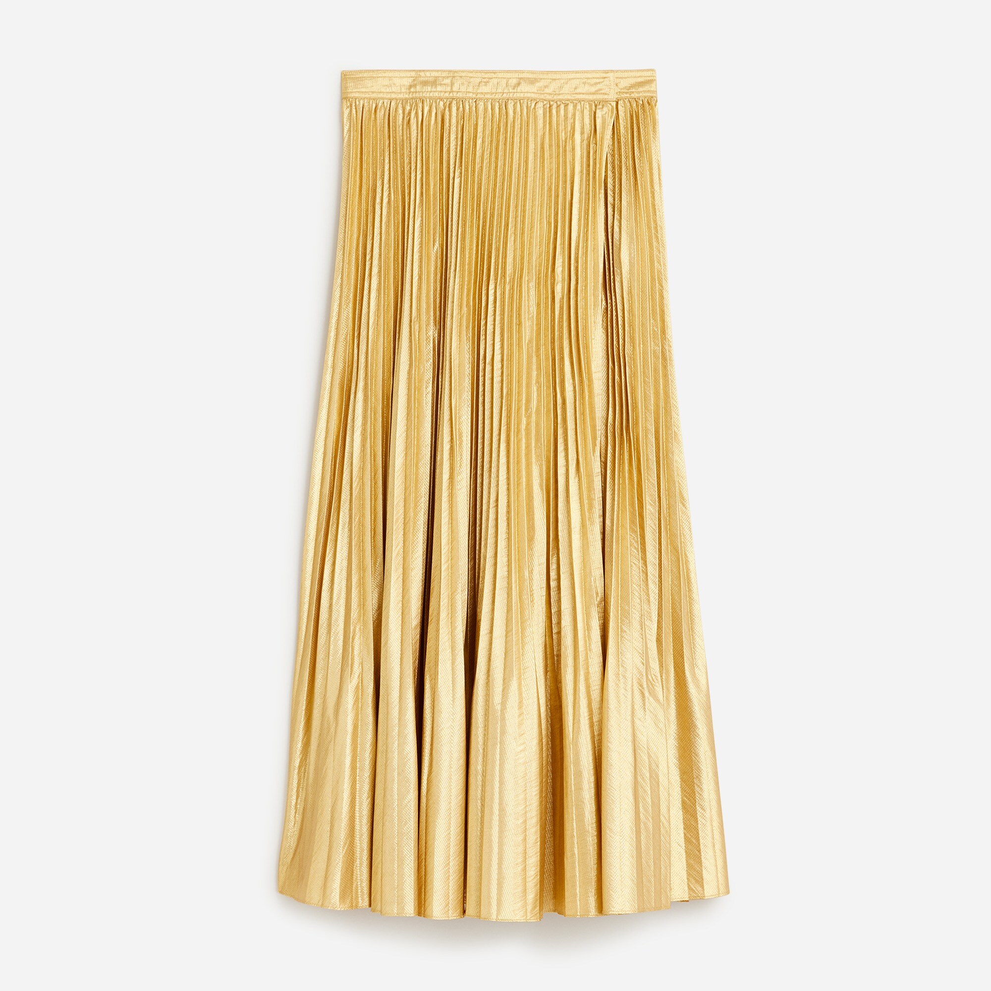 womens Pleated wrap skirt in gold lam&eacute;