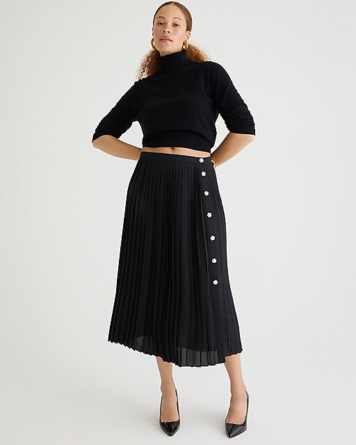 womens Pleated midi skirt with jewel buttons