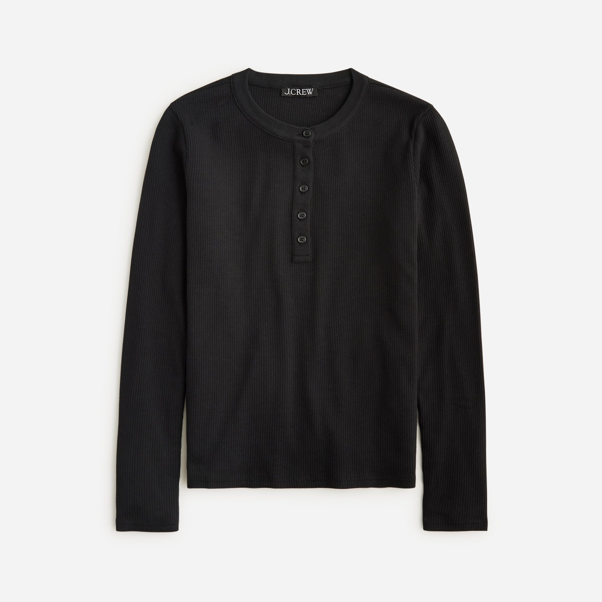 Camisetas Básicas De Manga Larga Camiseta Henley De Canalé Vintage